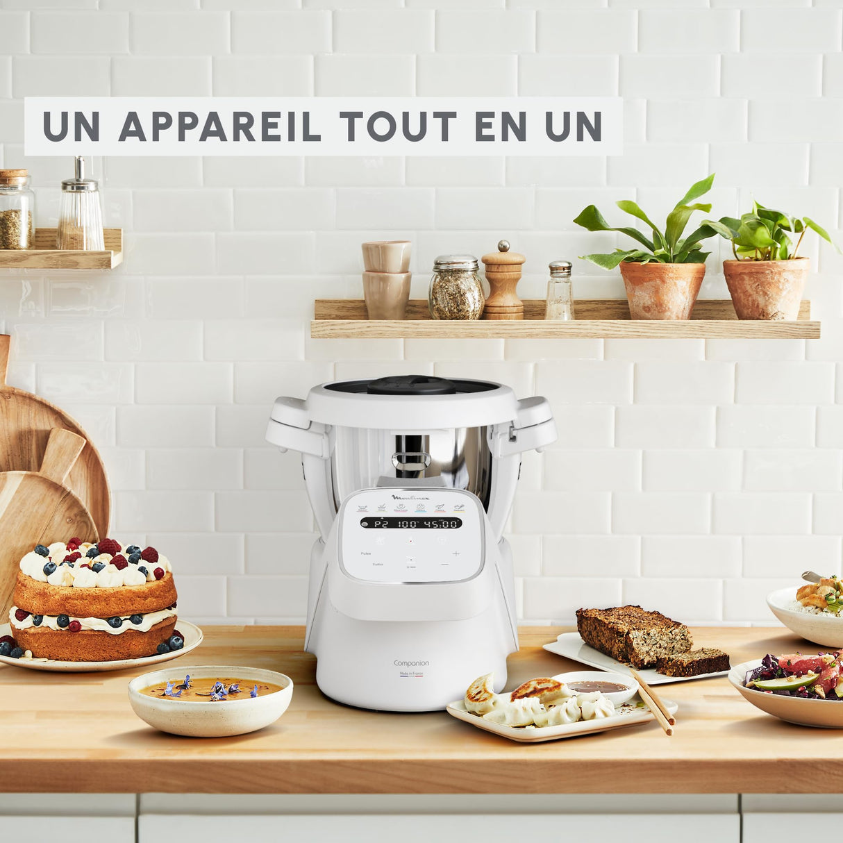 Moulinex, Companion, Robot cocina, 14 funciones, Capacidad XL para 10 personas, Gris, Fabricado en Francia, HF8408F1