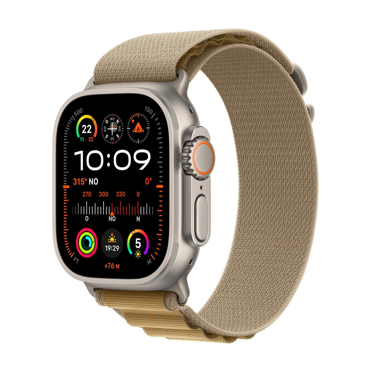 Apple Watch Ultra 2 GPS + Cellular Smartwatch, Reloj Deportivo con Caja de Titanio Natural Resistente de 49 mm y Correa Loop Alpine Canela - Talla L. Monitor de entreno y Neutro en Carbono