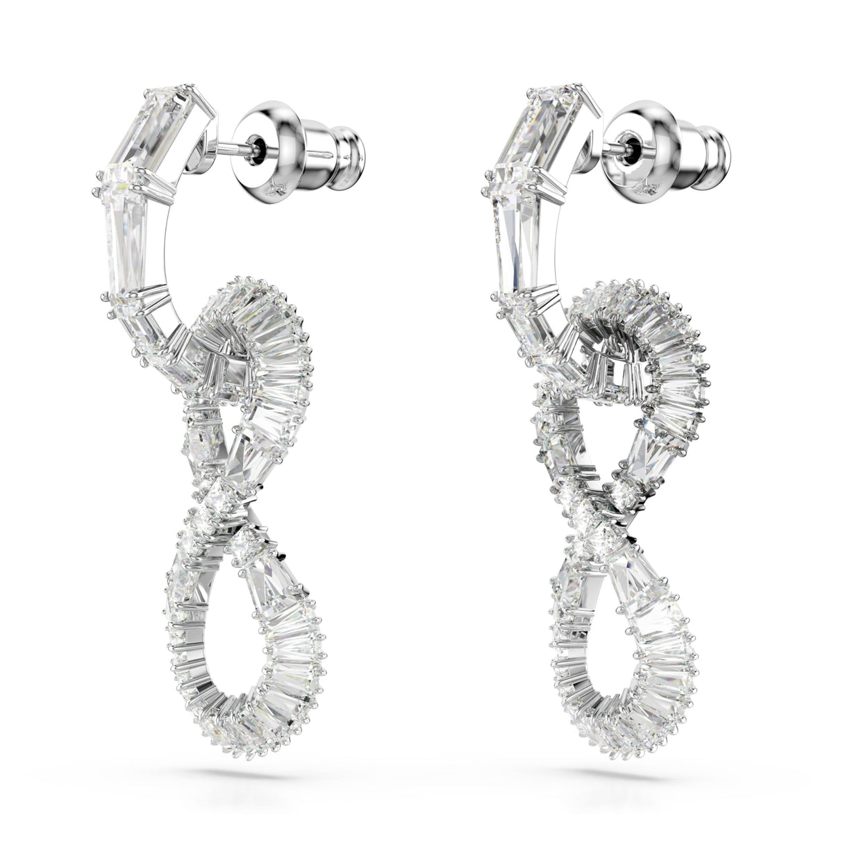 Swarovski Pendientes Hyperbola, Símbolo del infinito, Blancos, Baño de rodio