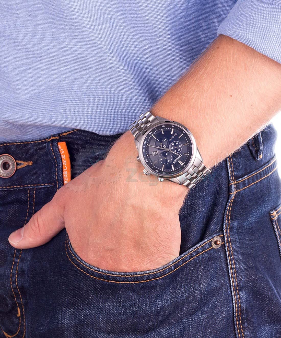Citizen Reloj Cronógrafo para Hombres de Eco-Drive con Correa en Acero Inoxidable AT2141-52L