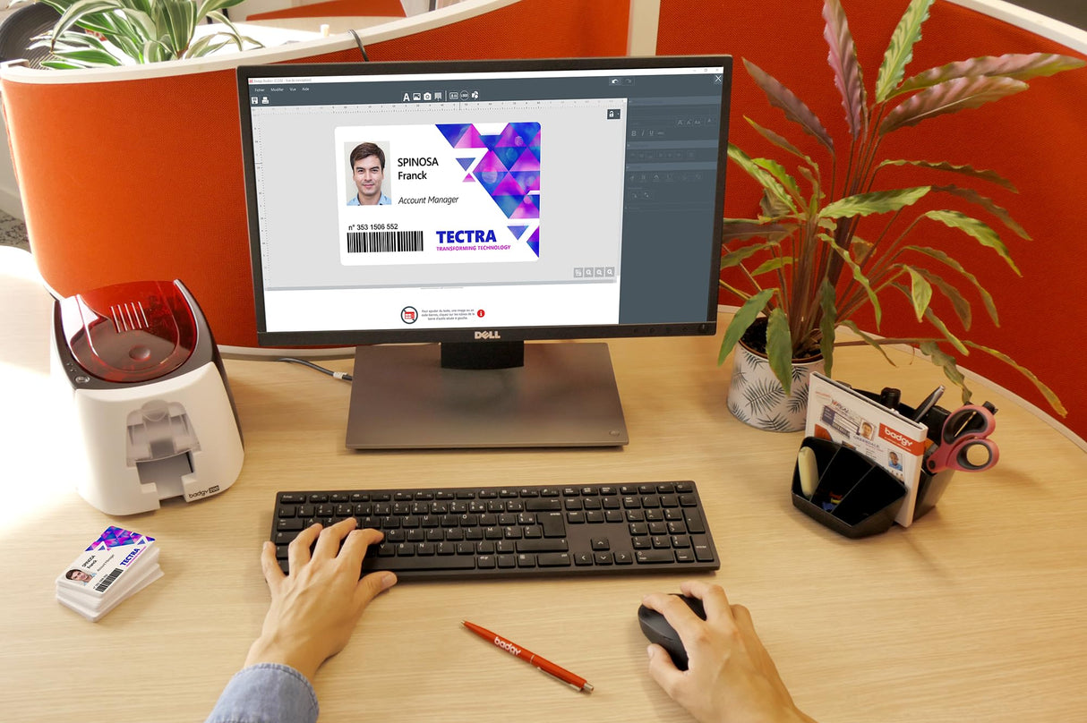 BADGY Evolis ID Printer - Impresora para Insignias de plástico, Rojo