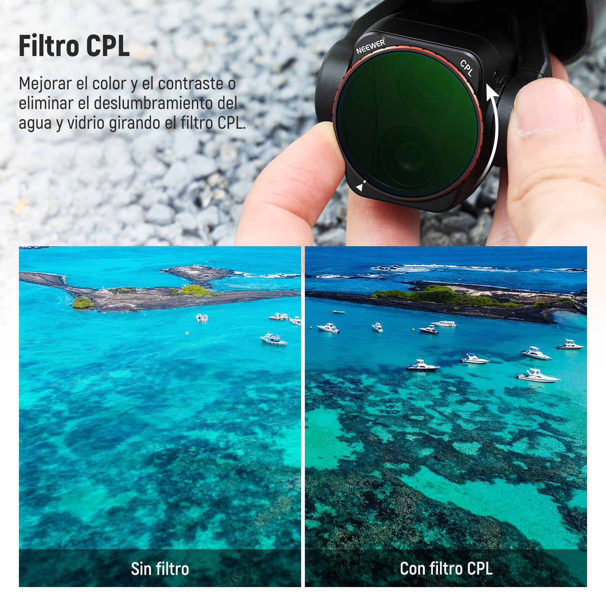 NEEWER Juego de Filtro ND y Efecto Compatible con dji Air 3, 10 Pack Snap On HD ND8/ND16/ND32/ND64/ND128/ND256 Densidad Neutra/Polarización CPL/Reducción de Lumínica/8x Estrella/Racha Azul Anamórfico