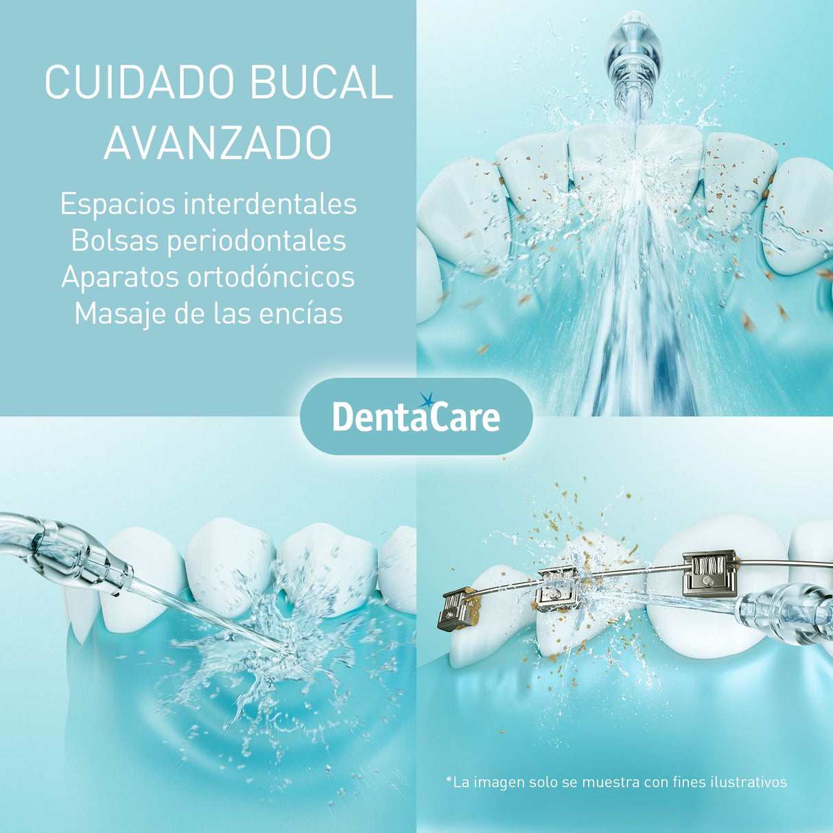 Panasonic EW1614AW503-PACK Family Irrigator Oral Dental, Chorro Ultrasónico, Modo Infantil, 10 Ajustes de Presión, IPX7, Ortodoncia, 5 boquillas, alimentado por Red Eléctrica, Blanco