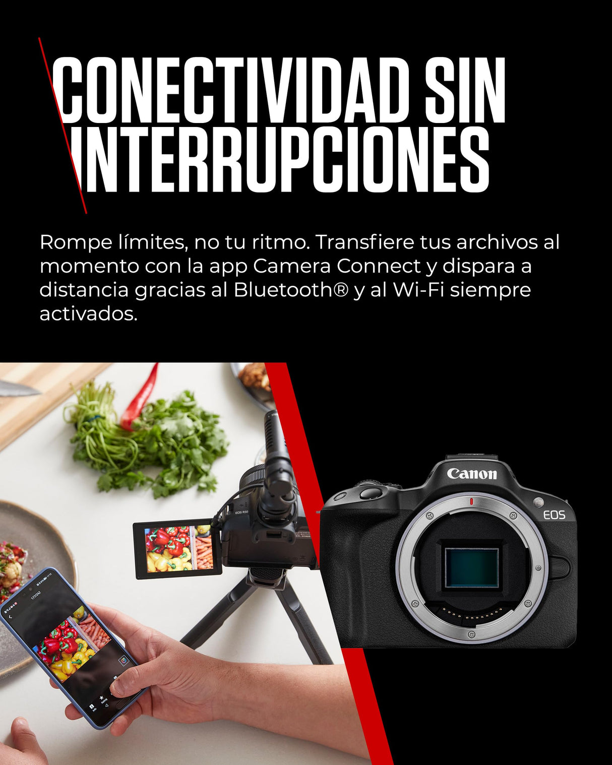 Canon EOS R50 Cuerpo Cámara Mirrorless + Objetivo RF-S 18-45 mm + RF 75-300mm Kit Doble Zoom -4 EV, Vídeo 4K 30 fps, Dual Pixel CMOS AF II, Pantalla Táctil de Ángulo Variable, Negro