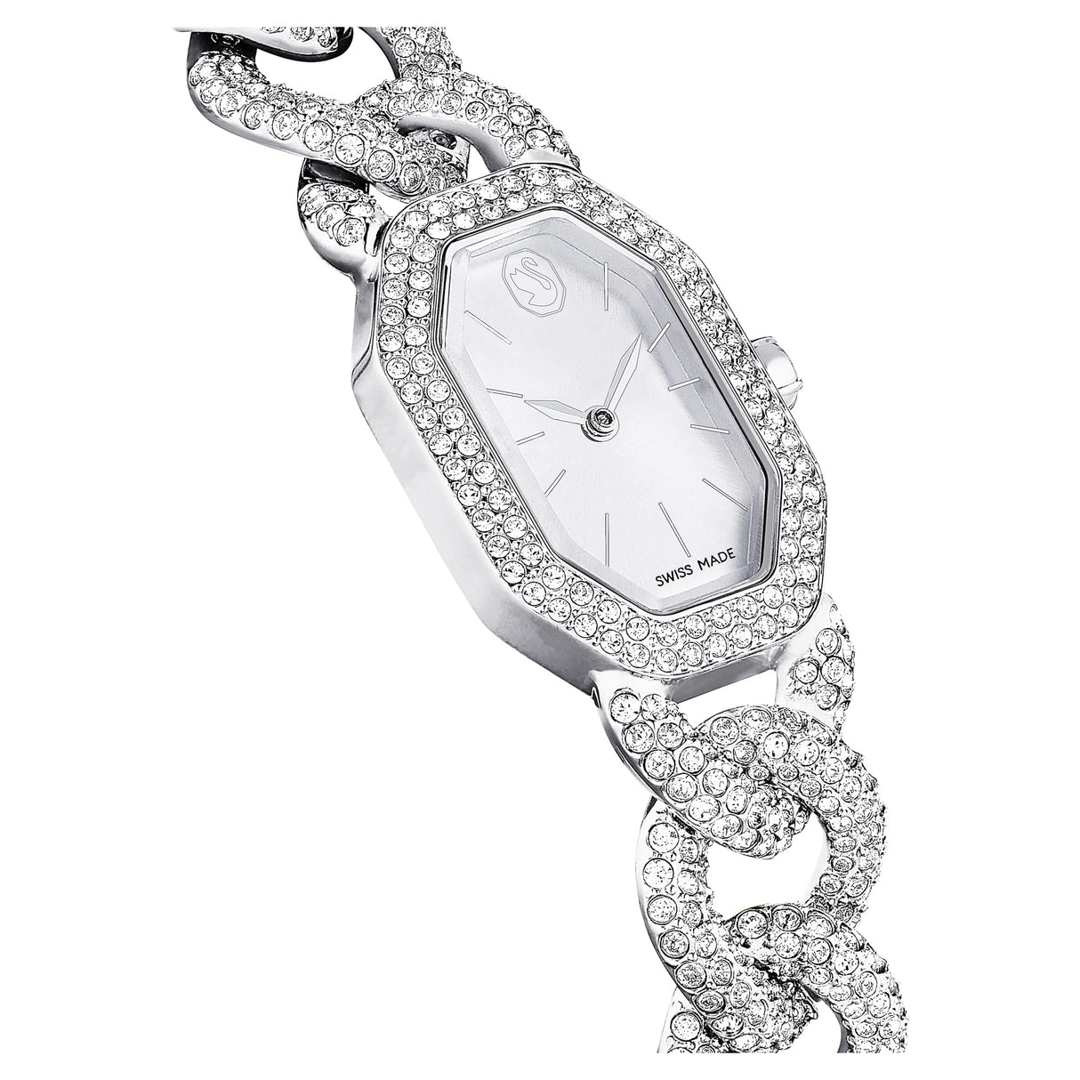 Swarovski Reloj Dextera Chain, Fabricado en Suiza, Pulsera de Cristal, Tono Plateado, Acero Inoxidable