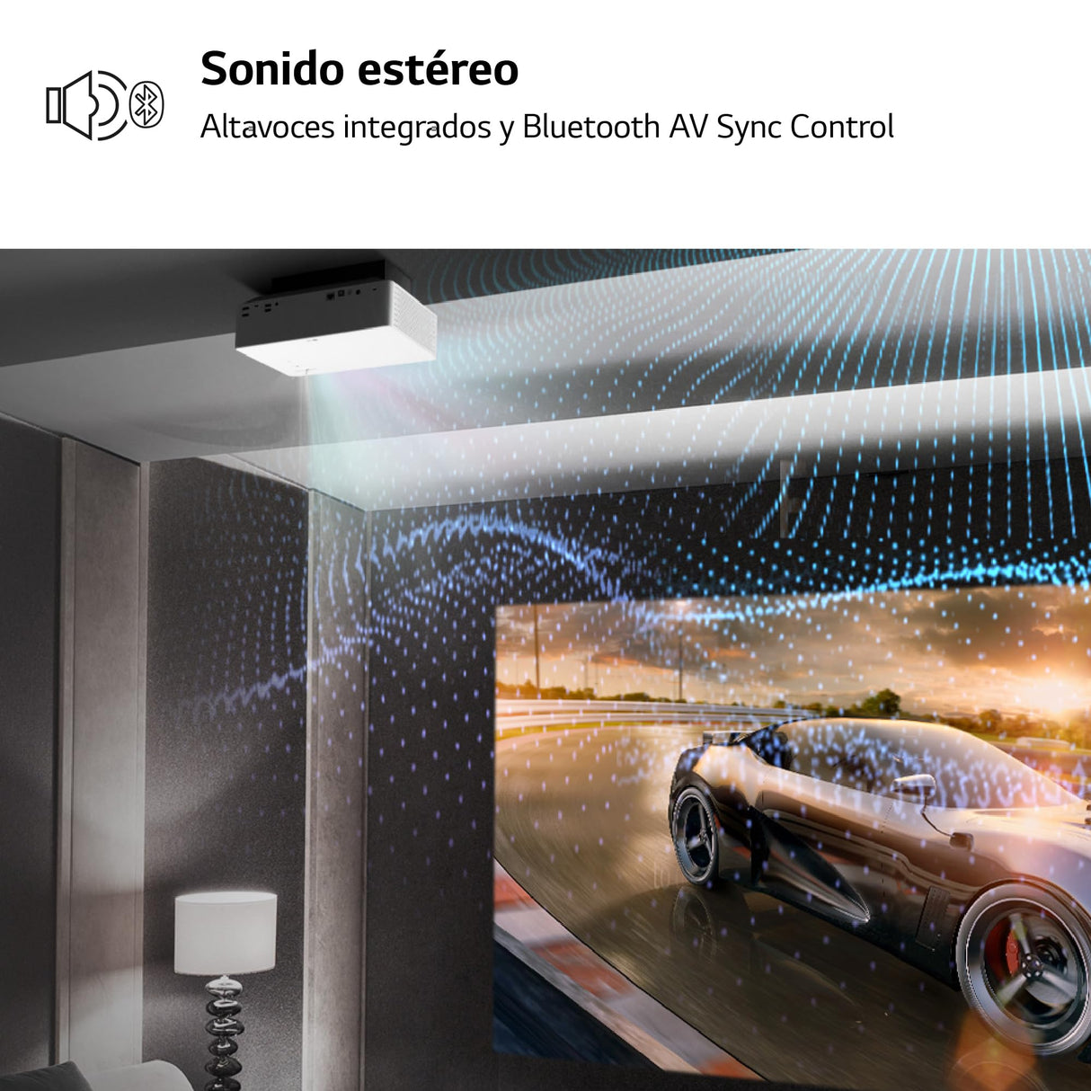 LG CineBeam HU70LS - Proyector TV 4K con SmartTV webOS 4.5, hasta 140", Fuente LED 4 Canales, 1.500 lúmenes, Resolución 3840x2160, Conectividad Inalámbrica, Color Blanco