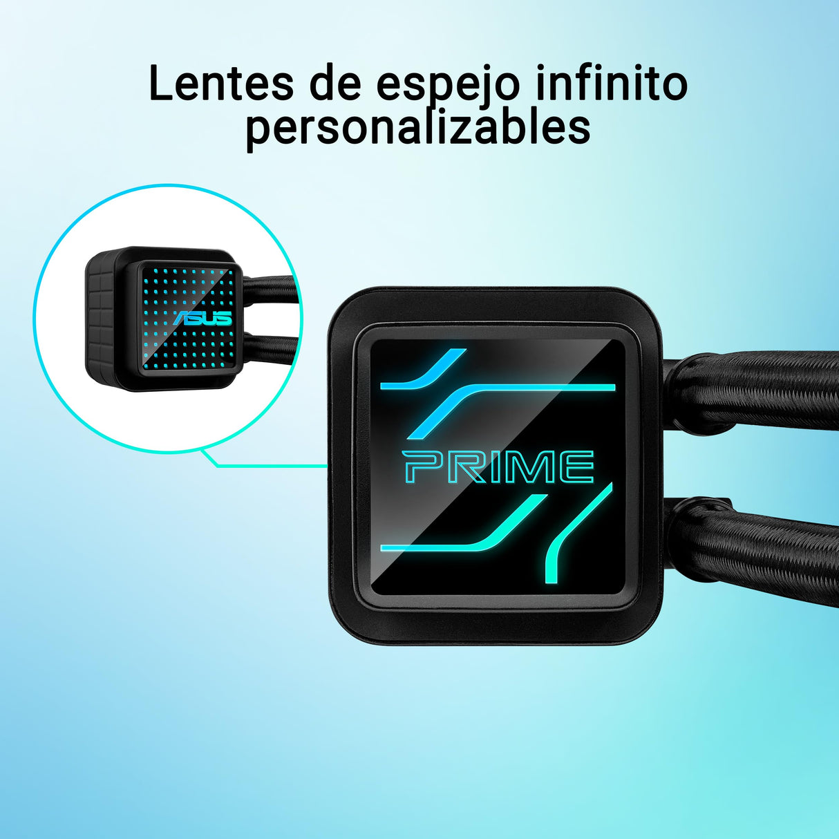 ASUS Prime LC 240 ARGB - Sistema de refrigeración líquida para CPU todo en uno con zona de contacto con la CPU y canales con aletas, bloque de agua con lentes de espejo infinito y ventiladores ARGB
