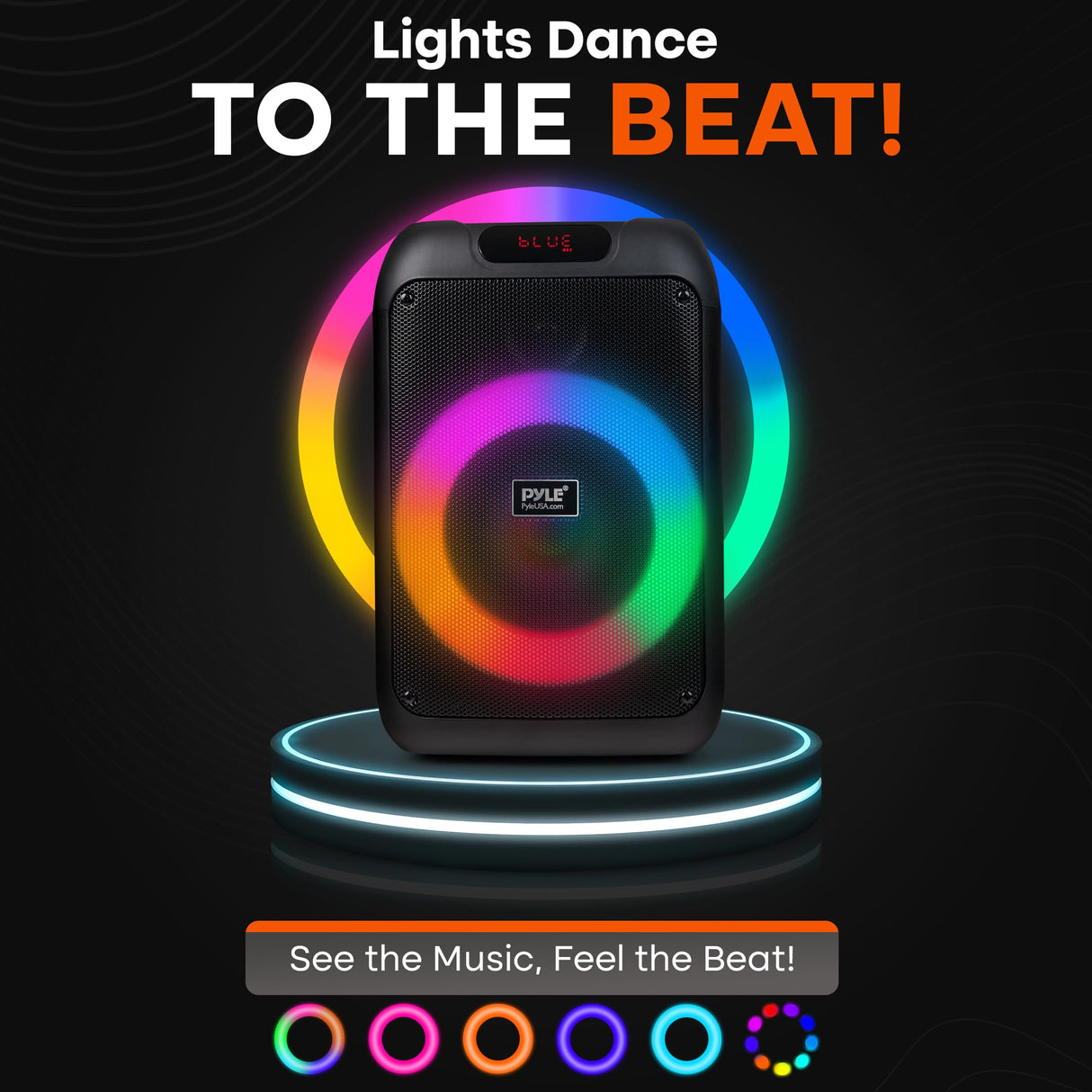 Pyle Altavoz de Fiesta Bluetooth, Sistema True Wireless Stereo, Grande, Portatil