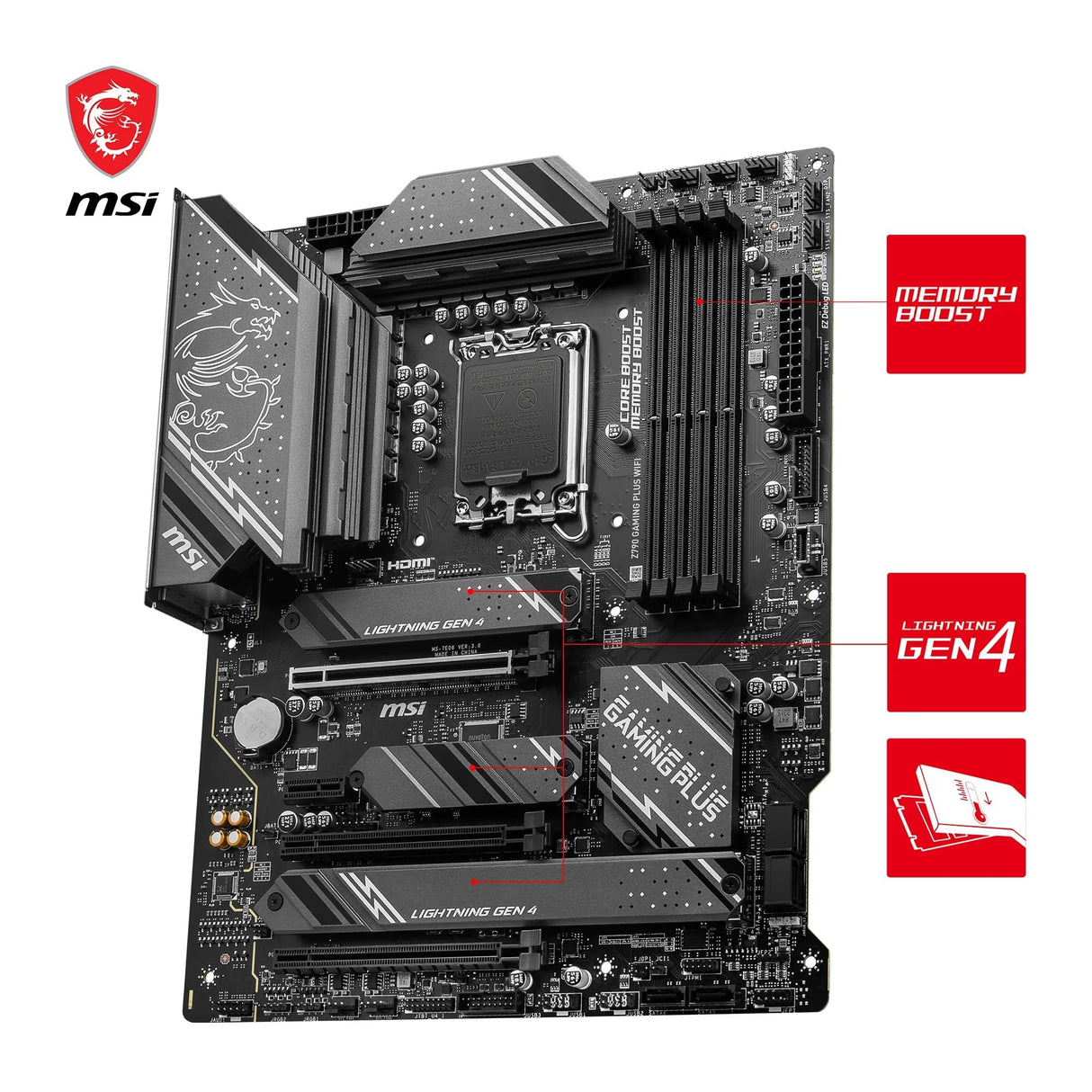 MSI Z790 Gaming Plus WiFi – Placa Base ATX para Gaming, Soporte Intel 13ª Gen, DDR5, WiFi 6, PCIe 5.0, RGB
