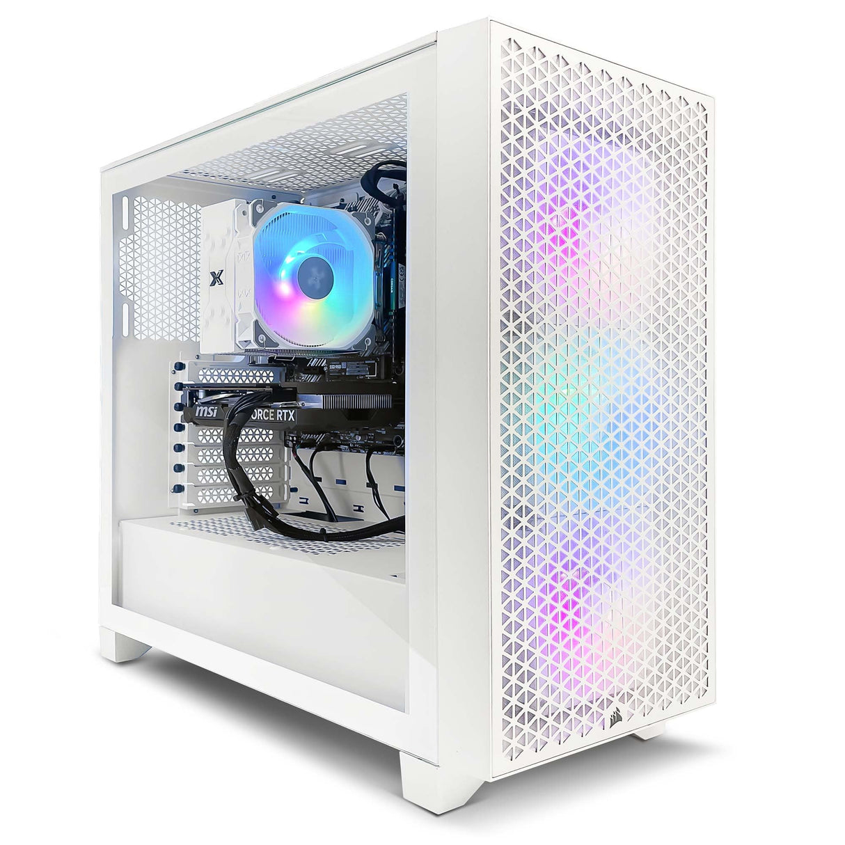 PC GAMING CORSAIR - PC Gamer iCUE AMD 4060 White - MSI GeForce RTX 4060 8GB - Corsair 3000D Airflow RGB White - Tarjeta Mere ASUS A520M-A CSM - Corsair Vengeance 2X8GB DDR4 3600 - SSD 1TB - Windows 11