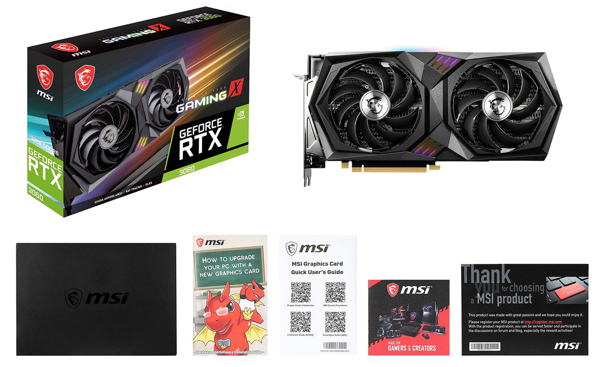 MSI Tarjeta gráfica Gaming GeForce RTX 3060 12GB 15 Gbps GDRR6 192-Bit HDMI/DP PCIe 4 Twin-Frozr Torx Fan Ampere RGB OC (RTX 3060 Gaming X 12G)
