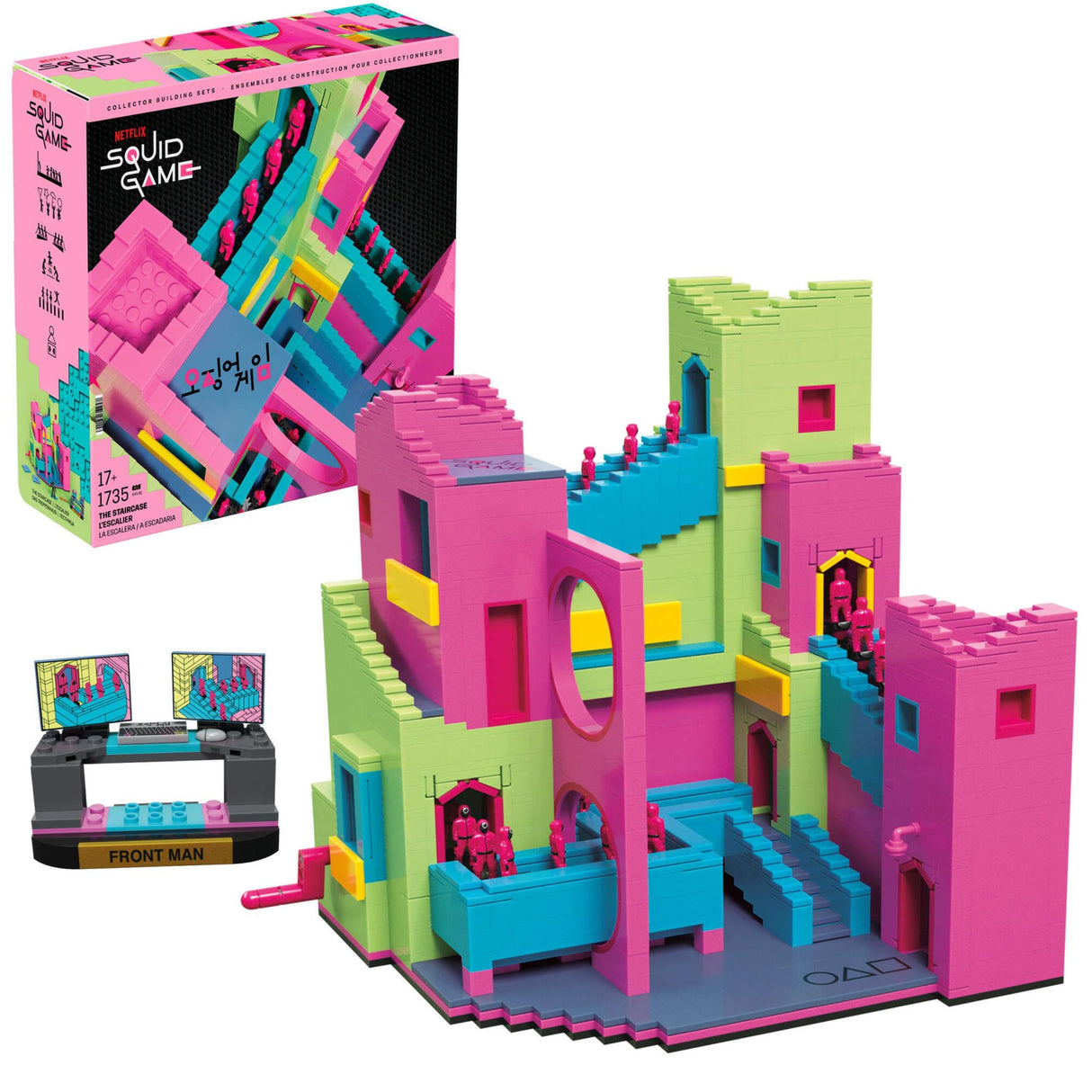 MEGA Squid Game La escalera Figura de acción, juego de construcción con 1707 Piezas, figura articulada con movimiento, para coleccionistas, HYL45