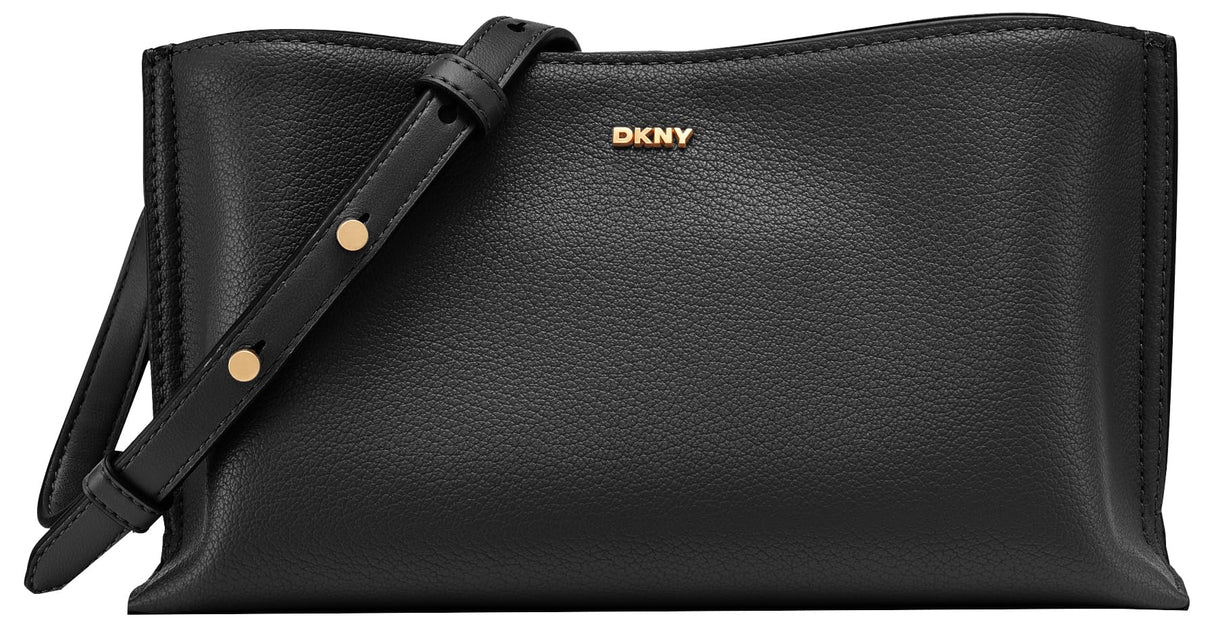 DKNY Alya Crossbody, Bolso de Mano Mujeres, Negro/Dorado, Medium