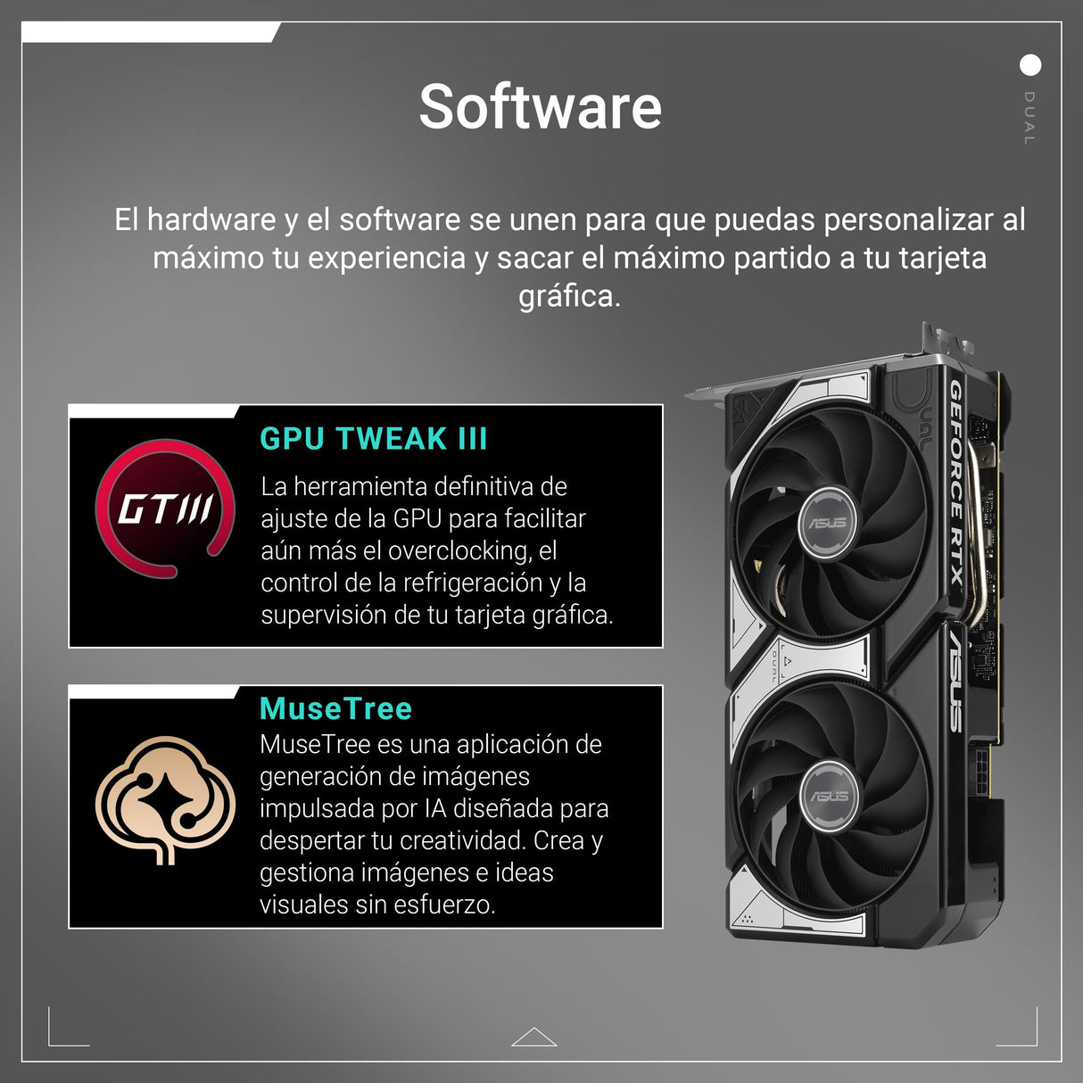 ASUS Dual GeForce RTX 5060 8 GB GDDR7 OC Edition Tarjeta gráfica (PCIe 5.0, 8 GB GDDR7, DLSS 4, HDMI 2.1b, DisplayPort 2.1b, diseño de 2,5 Ranuras, diseño de Ventilador Axial-Tech, tecnología 0dB)