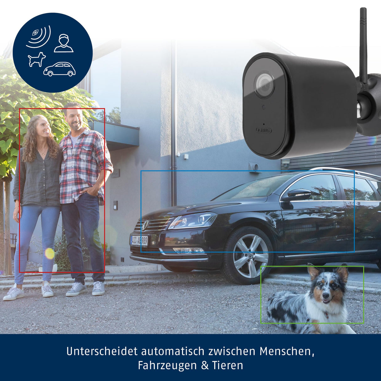 ABUS WLAN outdoor camera PPIC44520 - Cámara con aplicación, detección de movimiento, diferenciación de objetos, notificación push, visión nocturna, tarjeta de memoria de 8 GB, 1080p/Full HD, noir
