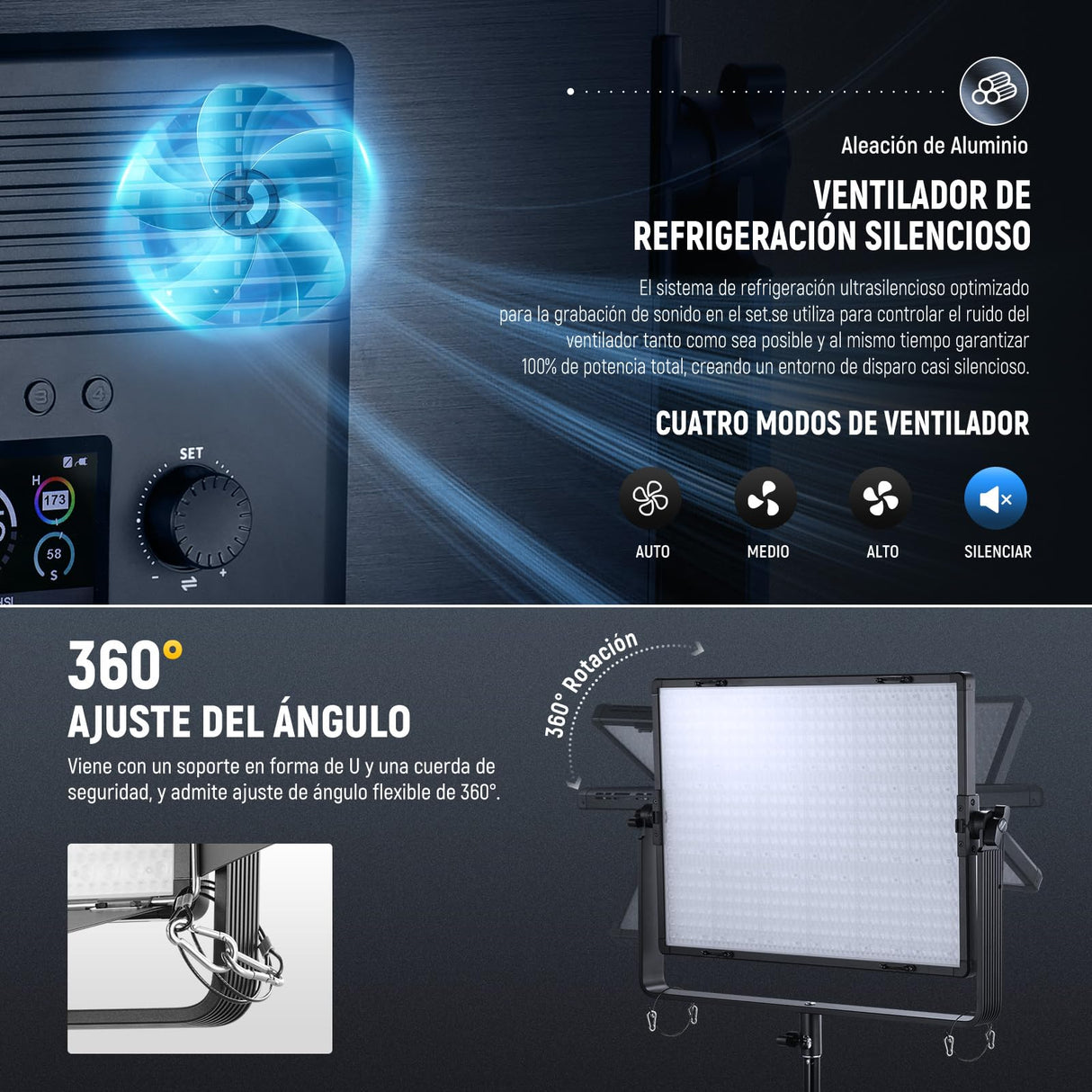 NEEWER 150W Luz Video Kit Panel LED RGB con Barn Doors, 1800 LED Lente TIR 42500Lux@0.5m 2500-10000K CRI96+/TLCI97+ 0.0%-100% Atenuación, App/2.4G/Panel/Control DMX para Iluminar Estudio Pro, AP150C