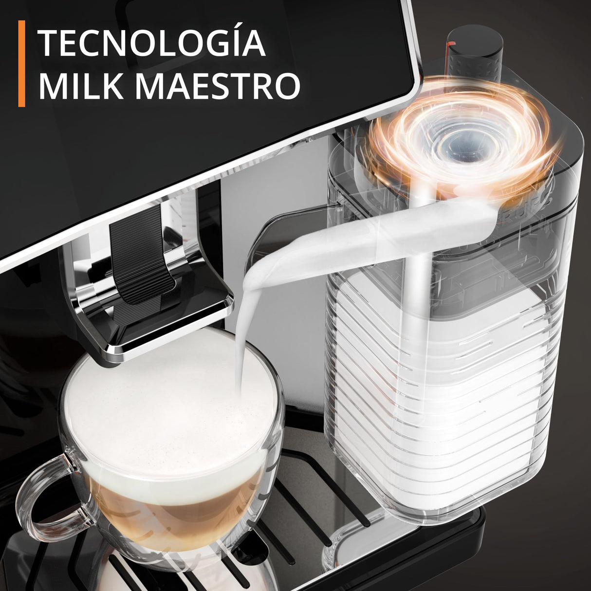 Krups Sensation Milk, Cafetera Automática, 6 Bebidas a Base de Café y Café con Leche, Tecnología Milk Maestro, Jarra de leche integrada, Fácil de Usar, Plateado, EA912E10