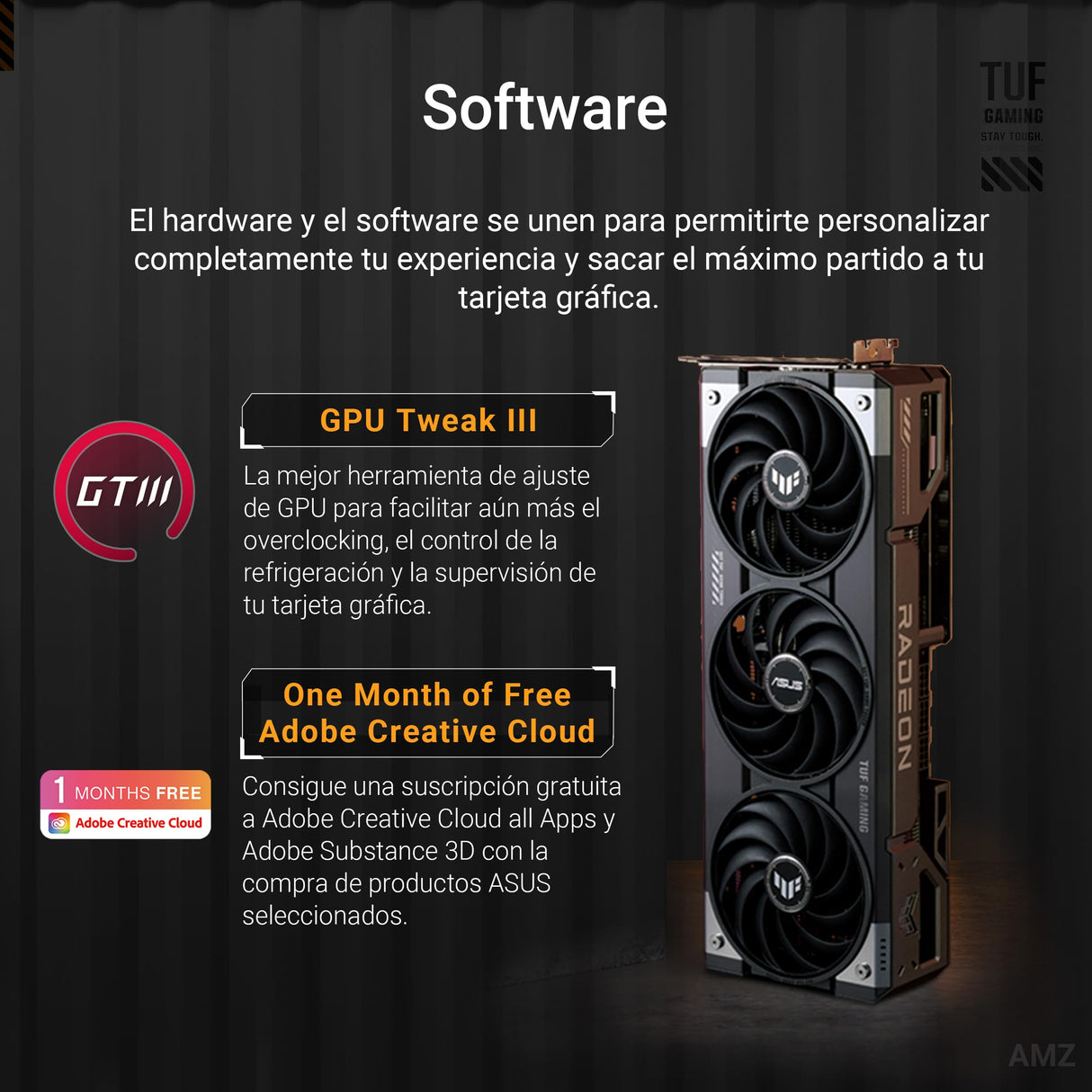 ASUS TUF Gaming Radeon RX 9070 OC Edition 16GB GDDR6, Tarjeta gráfica Gaming (PCIe 5.0, 16GB GDDR6, HDMI/DP 2.1, 3.125 Ranuras, Grado Militar, Revestimiento PCB, Ventiladores axial-Tech)