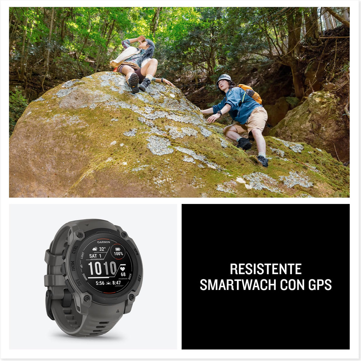 Garmin Instinct E, Reloj Inteligente con GPS, 40 mm, Resistente al Agua, Aplicaciones Deportivas integradas, Monitorización de la Salud, Notificaciones Inteligentes, Negro