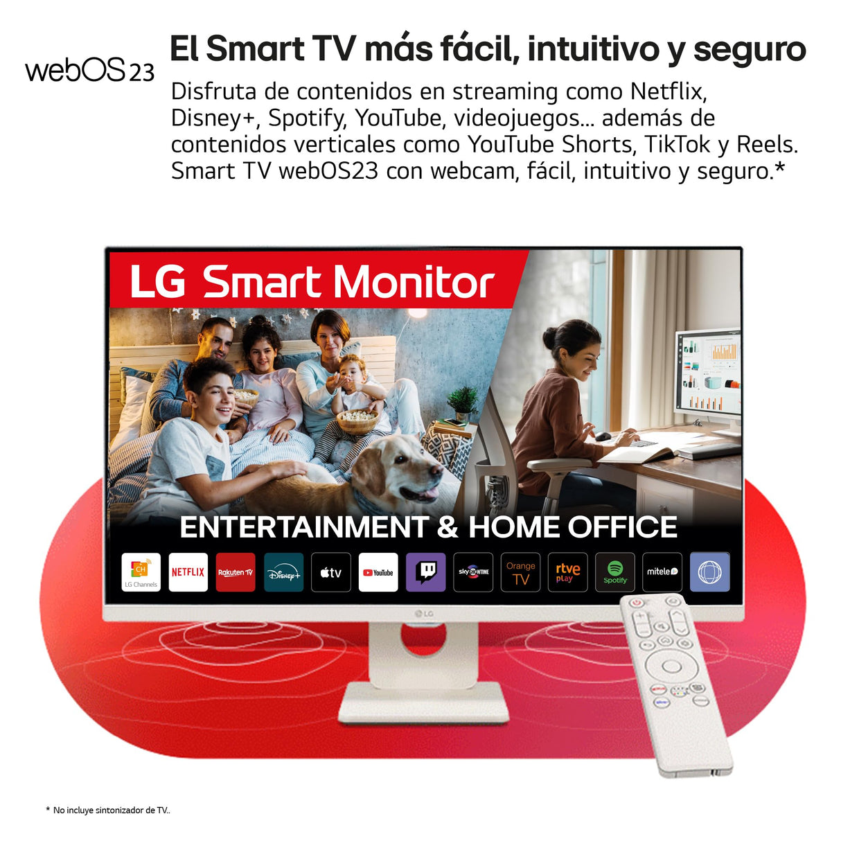 LG 27U511SA-W - Monitor MyView 27", Panel IPS, (1920 x 1080), 100Hz, 5ms (GtG), WebOS 23, sRGB 99%, Ajuste en Inclinación (Eje Horizontal), Blanco