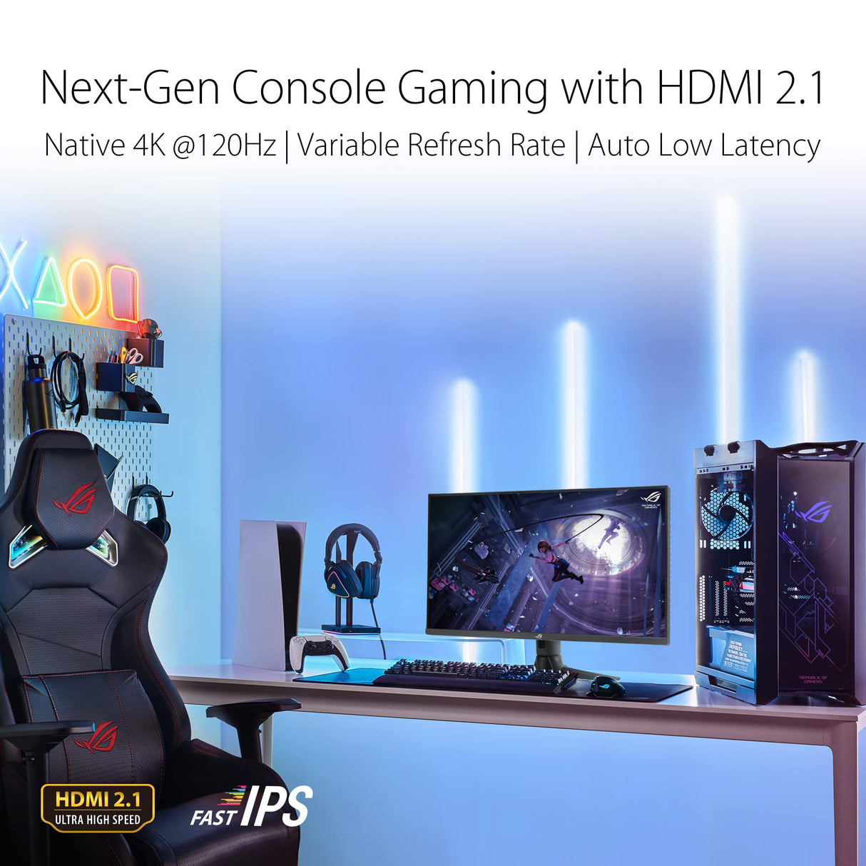 Asus ROG Strix XG32UQ - Monitor Gaming de 32 Pulgadas, 4K UHD, Fast IPS, 160 Hz OC, 1 ms GTG, NVIDIA G-Sync, FreeSync Premium Pro, Variable Overdrive, Display HDR 600, DCI-P3