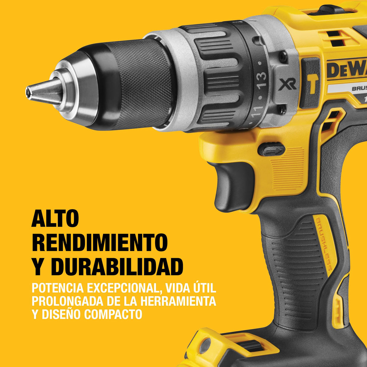 DEWALT Taladro Percutor Sin Escobillas 18V XR, 2 Baterías Li-Ion 5Ah, DCD796P2-QW