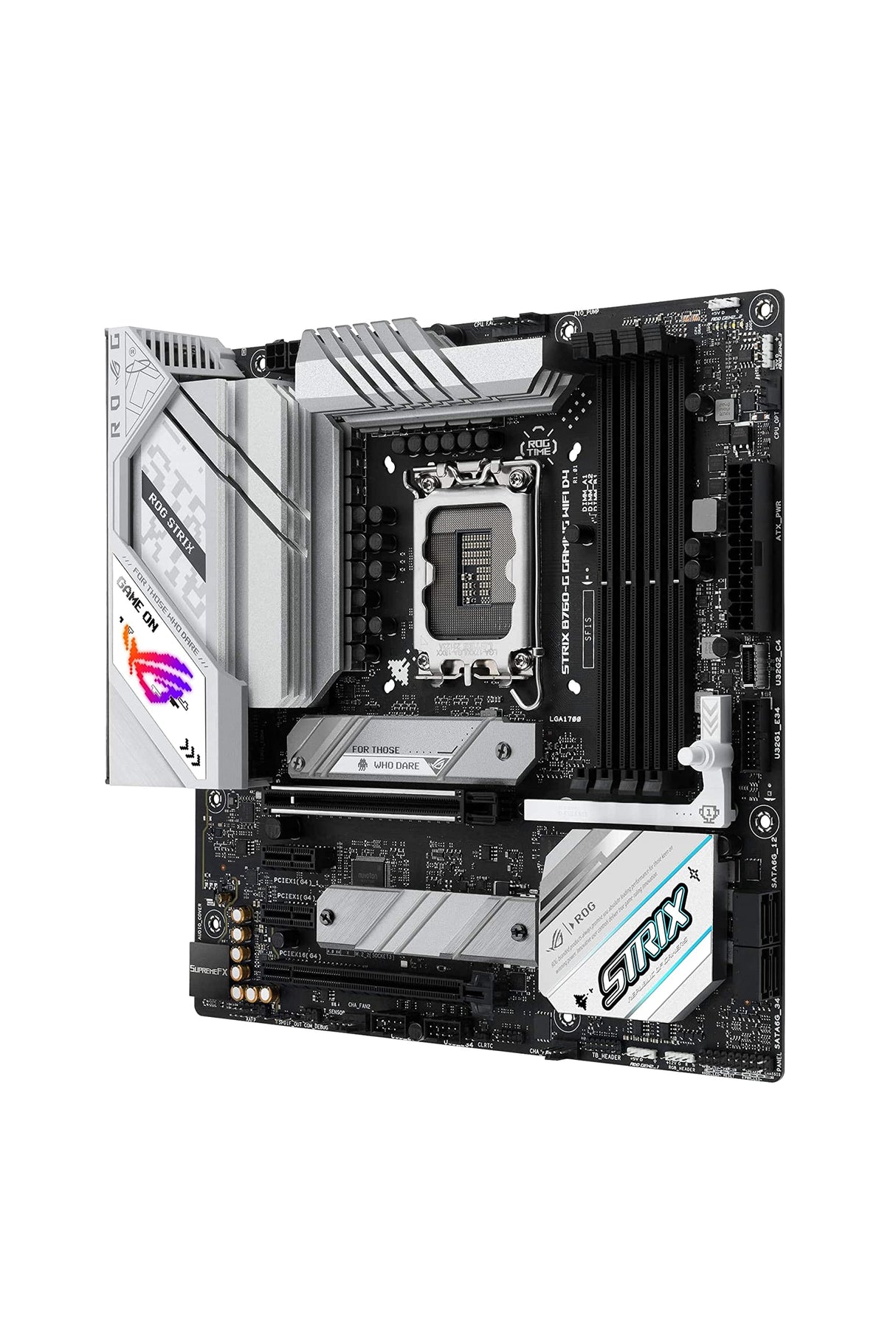 ASUS Placa base ROG STRIX B760-G GAMING WIFI D4 Intel® B760 LGA 1700 mATX, ranura segura PCIe 5.0 x16, 2 ranuras PCIe 4.0 M.2, WiFi 6E, Ethernet 2.5G, USB 3.2 Gen 2x2 Type-C®, Aura Sync RGB, blanca