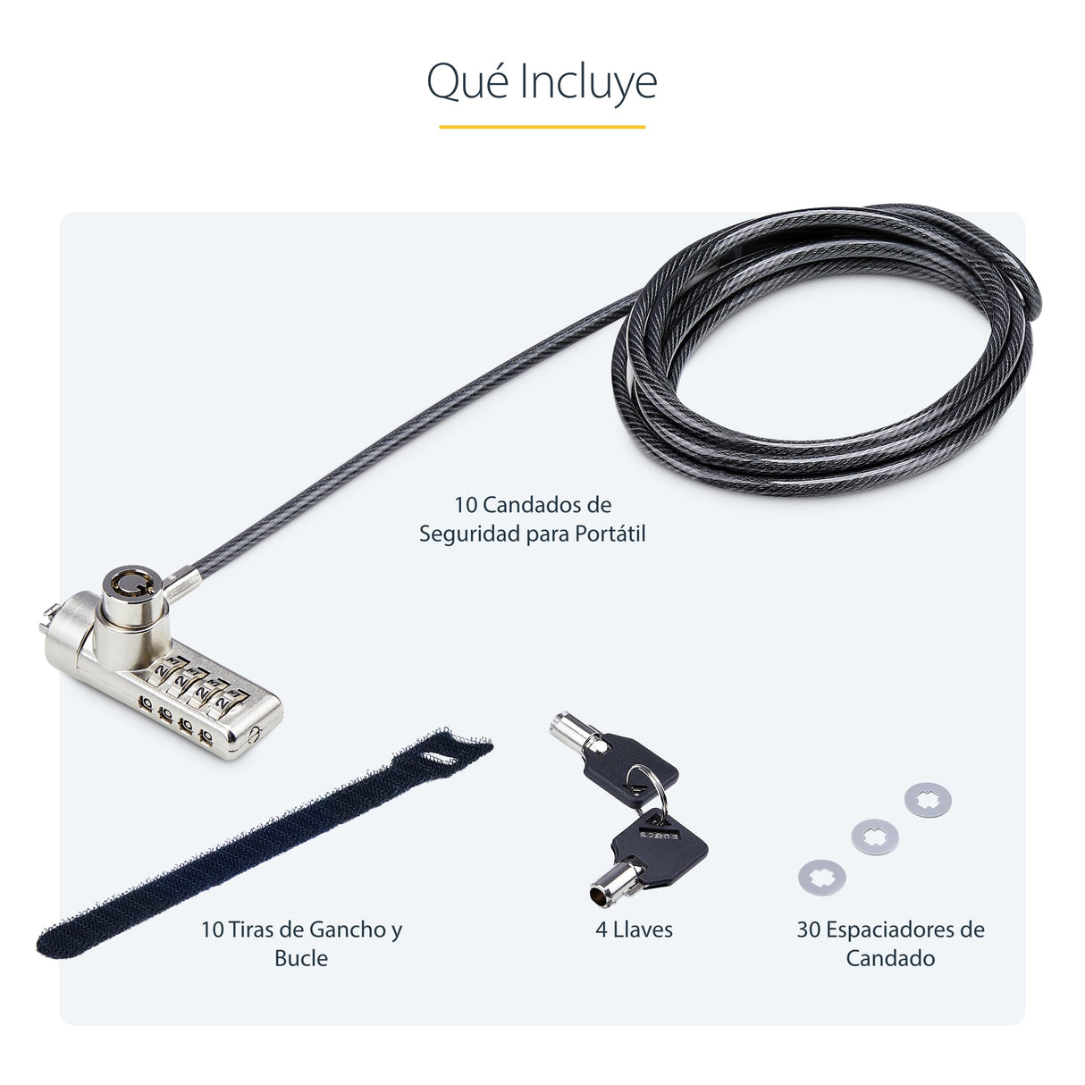 StarTech.com Paquete de 10 Cables de Seguridad Antirrobo Candado K-Slot de Llave y Clave para Portátil - Misma Llave