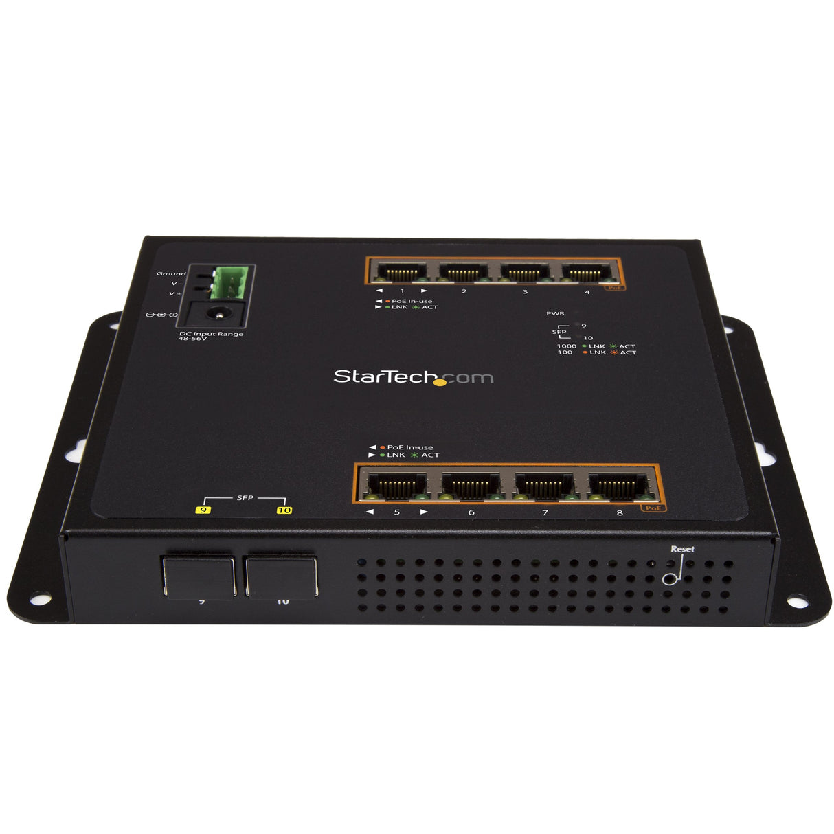 StarTech.com Switch Conmutador de Red Gigabit Ethernet con 8 Puertos RJ45 PoE+ y 2 Puertos SFP - de Montaje en Pared - Gestionado