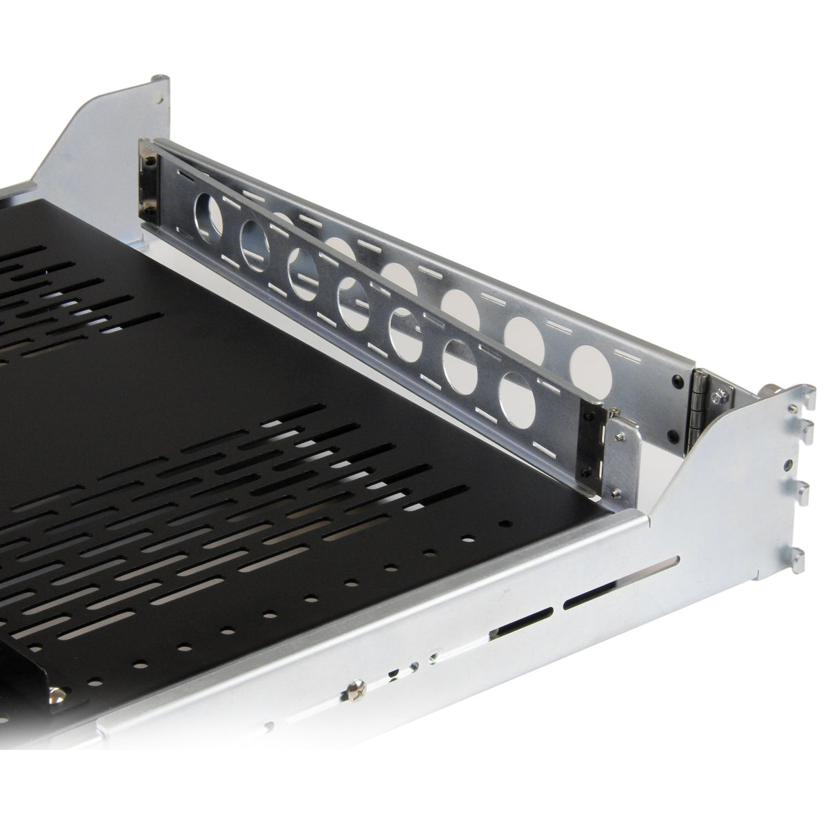 StarTech.com Bandeja para Rack de Servidores 2U Deslizante, con Ventilación y Brazo de Gestión de Cables - Profundidad ajustable - 50kg - Bandeja para Rack 19 Pulgadas - Estante 2U (UNISLDSHF19M)
