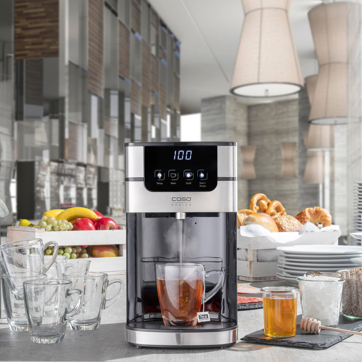 CASO PerfectCup 1000 Pro - Turbo Dispensador de agua caliente en pocos segundos, 2600 W, depósito de agua extraíble de 4 litros, ajustable de 70 a 100 °C, ideal para cocinas de oficina y buffets