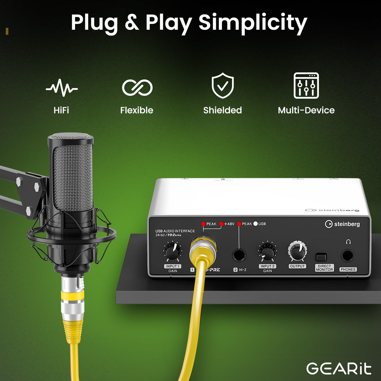 GEARit Cable de micrófono XLR (10 pies, paquete de 6) – Cable de micrófono XLR blindado equilibrado de 3 pines macho a hembra para mezclador, estudio, podcast, multicolor, 10 pies, paquete de 6