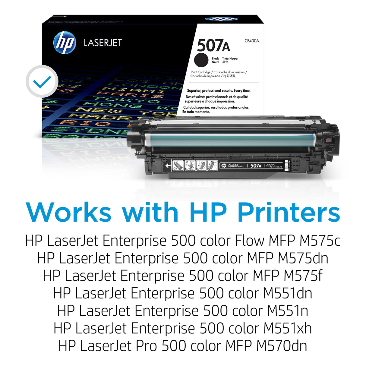 HP 507A CE400A, Negro, Cartucho Tóner Original, de 5.500 páginas, para impresoras HP LaserJet Enterprise 500 Color serie MFP 551, 575 y LaserJet Pro 500 Color MFP serie 570