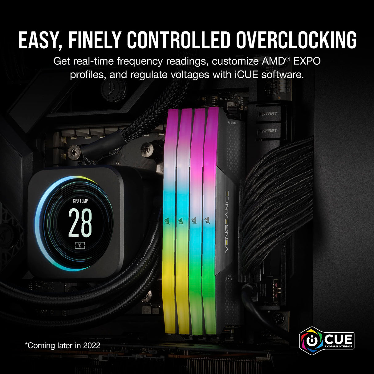 CORSAIR VENGEANCE RGB DDR5 32GB (2x16GB) DDR5 5600MHz CL40 AMD EXPO Intel XMP iCUE Memoria de Ordenador Compatible - Gris (CMH32GX5M2B5600Z40)