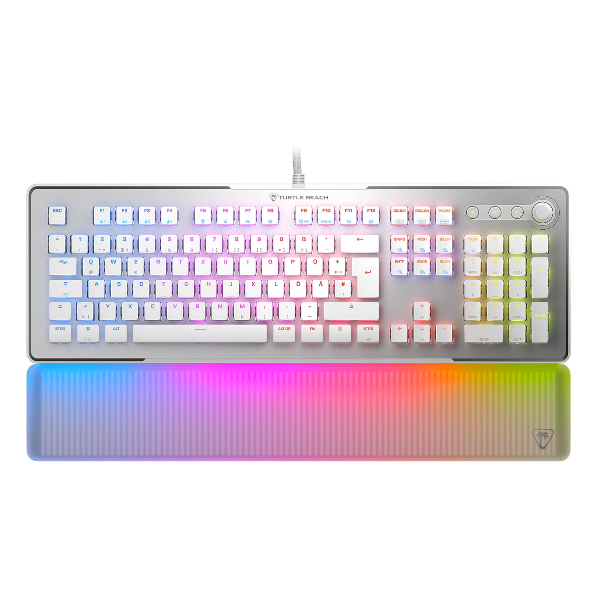Turtle Beach Vulcan II MAX - Teclado mecánico óptico para PC - Iluminación RGB Personalizable - Reposamuñecas - Interruptor Lineal Titan II - Placa de Aluminio - Blanco