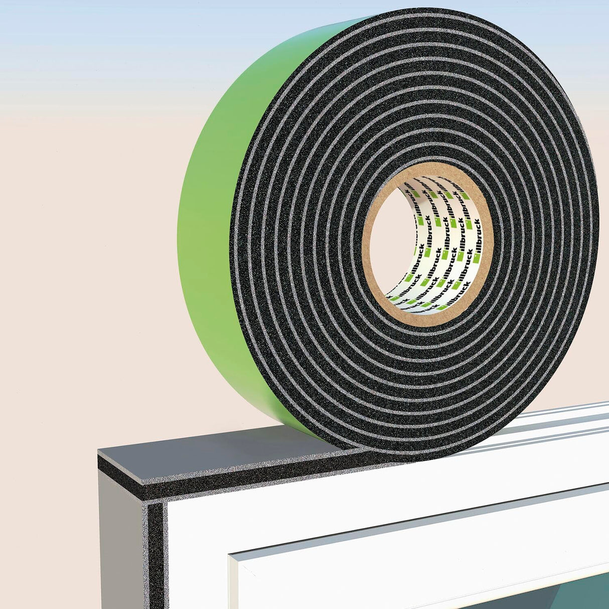 Illbruck Cinta de sellado para juntas B 58 mm TP654 con estructura de espuma de 3 capas, 8 m