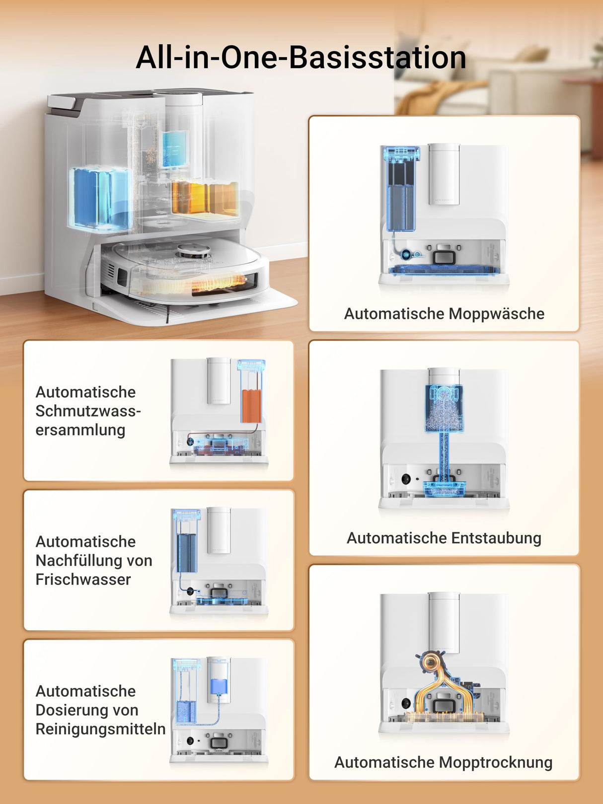 EUREKA DEJ20 Robot Aspirador y Fregasuelos con Vaciado automático de Polvo