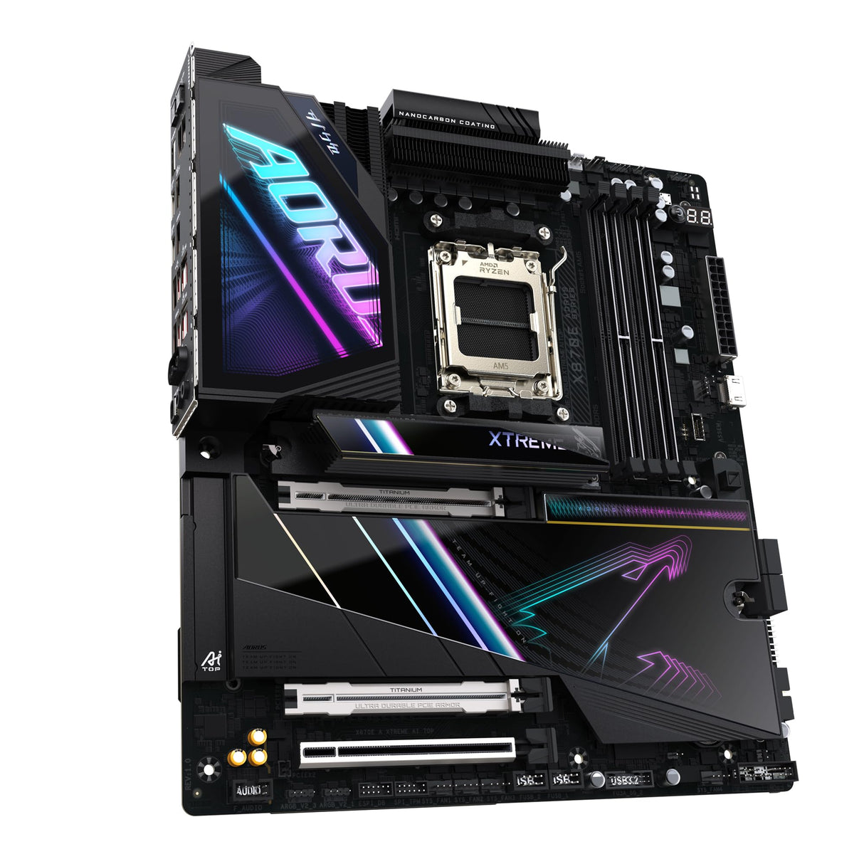 GIGABYTE X870E AORUS Xtreme AI Top Placa Base - Compatible con procesadores AMD Ryzen Serie 9000, VRM de 18+2+2 Fases, hasta 8800 MHz DDR5 (OC), 1xPCIe 5.0 M.2 + 3xPCIe 4.0 M.2, WI-FI 7, USB 4