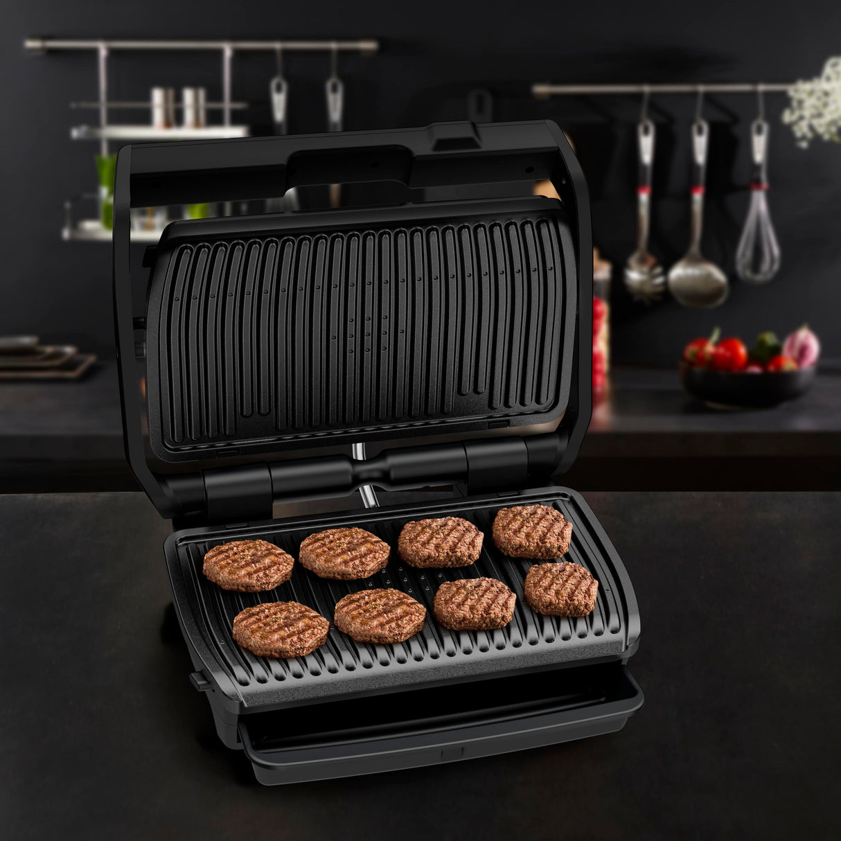 Tefal OptiGrill Elite XL GC760812 - Barbacoa de contacto con 16 programas, pantalla digital con indicador de cocción, placas XL desmontables, parrilla eléctrica, color negro
