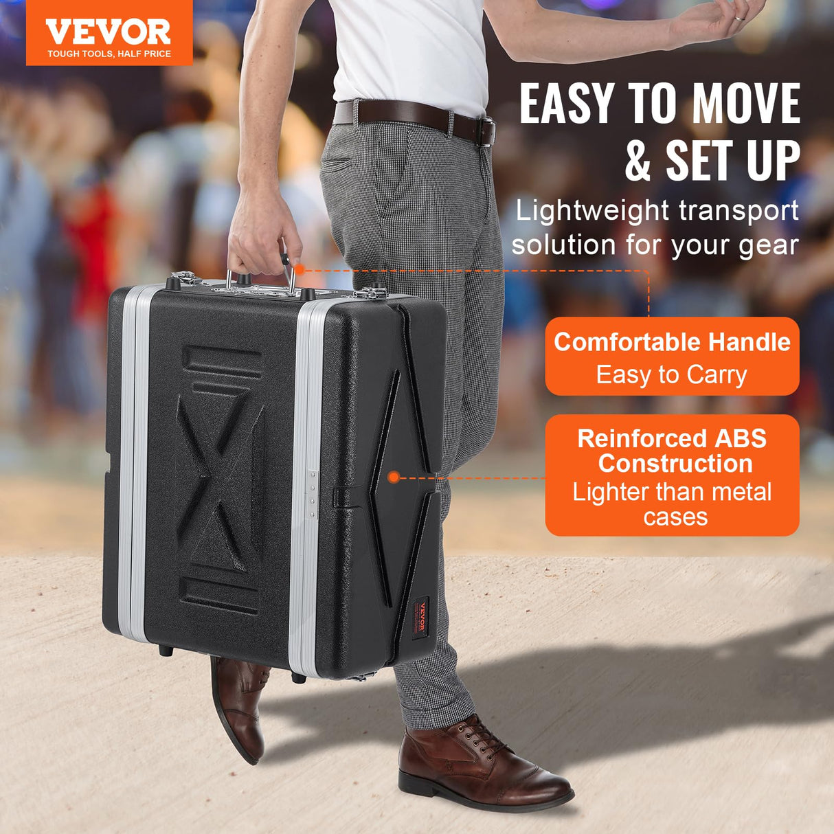 VEVOR 4U Gabinete para Servidor, Profundidad de 361,95 mm, Gabinete para Rack de Servidor con Manija de Construcción ABS, Paneles Frontal y Posterior Desmontables para Amplificadores, Mezcladores