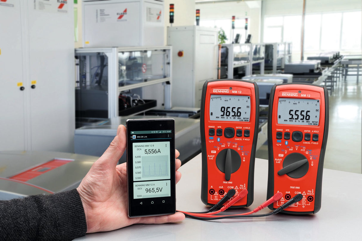 Benning MM 12 TRMS – Multímetro digital con función de Logging y Bluetooth, interfaz, 1 pieza, 044088