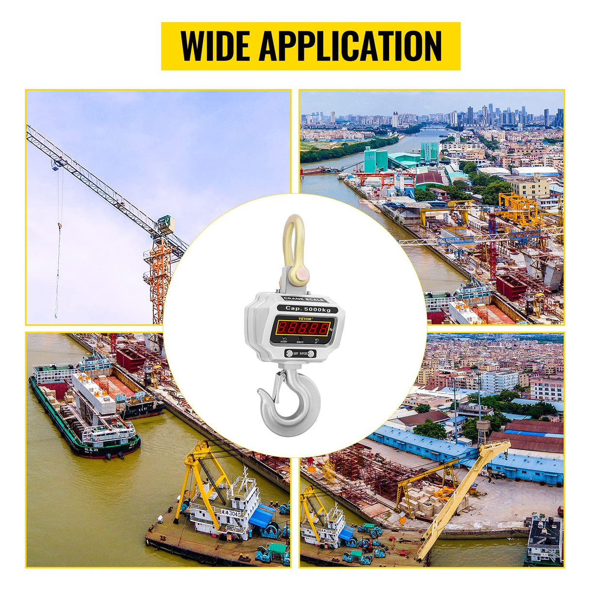 BananaB Báscula de Grúa, 5000KG Escala de Grúa Digital, 220V Báscula Digital Balanza de Pesaje Electrónica para Caza, Granja y Construcción