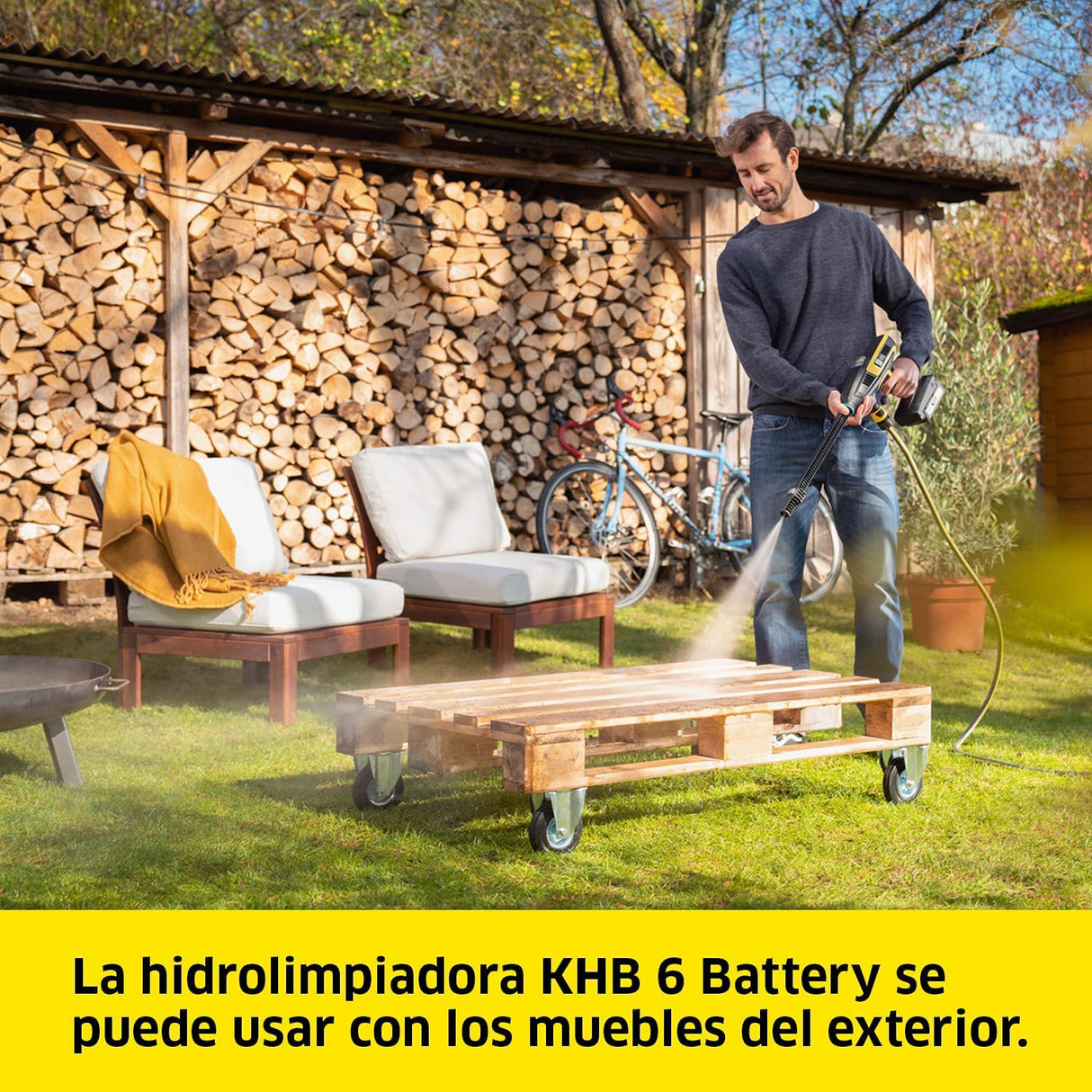 Kärcher 18 V Hidrolimpiadora de media presión KHB 6 Battery, presión: 24 bar, 2 tipos de boquillas Quick Connect, conector para manguera A3/4", compatible con batería 18 V Kärcher, batería no incl.