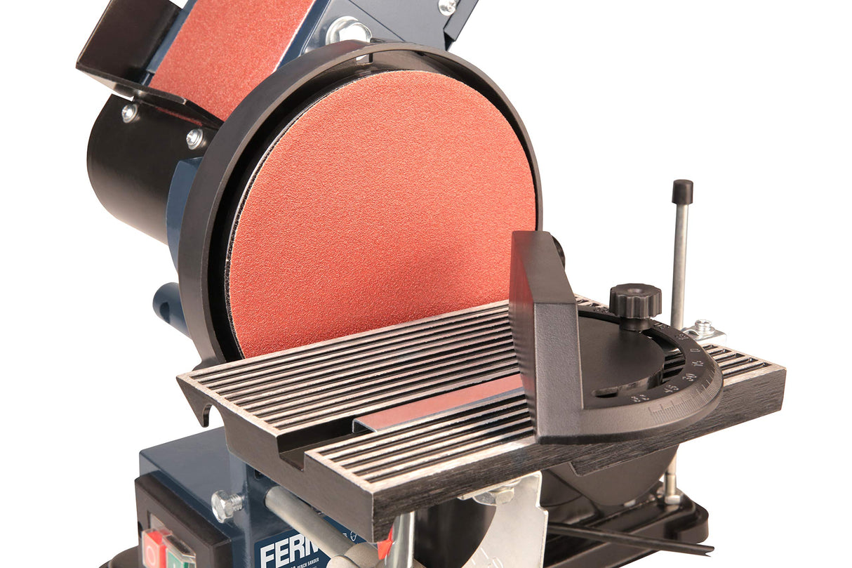 FERM Lijadora de banda - 350W - 150mm - Incluye 2 bandas de lijado (P80 y P120) y 2 discos de lijado (P80 y P120)