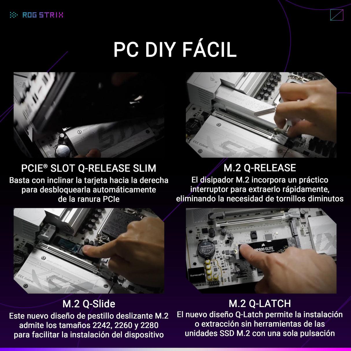 ASUS ROG Strix B860-G Gaming WiFi, Placa Base mATX, preparada para PC con IA Avanzada, 14+1+2+1 etapas de Potencia, Ranuras DDR5, PCIe 5.0, Cuatro Ranuras M.2, WiFi 7, AI Networking II, Aura Sync RGB