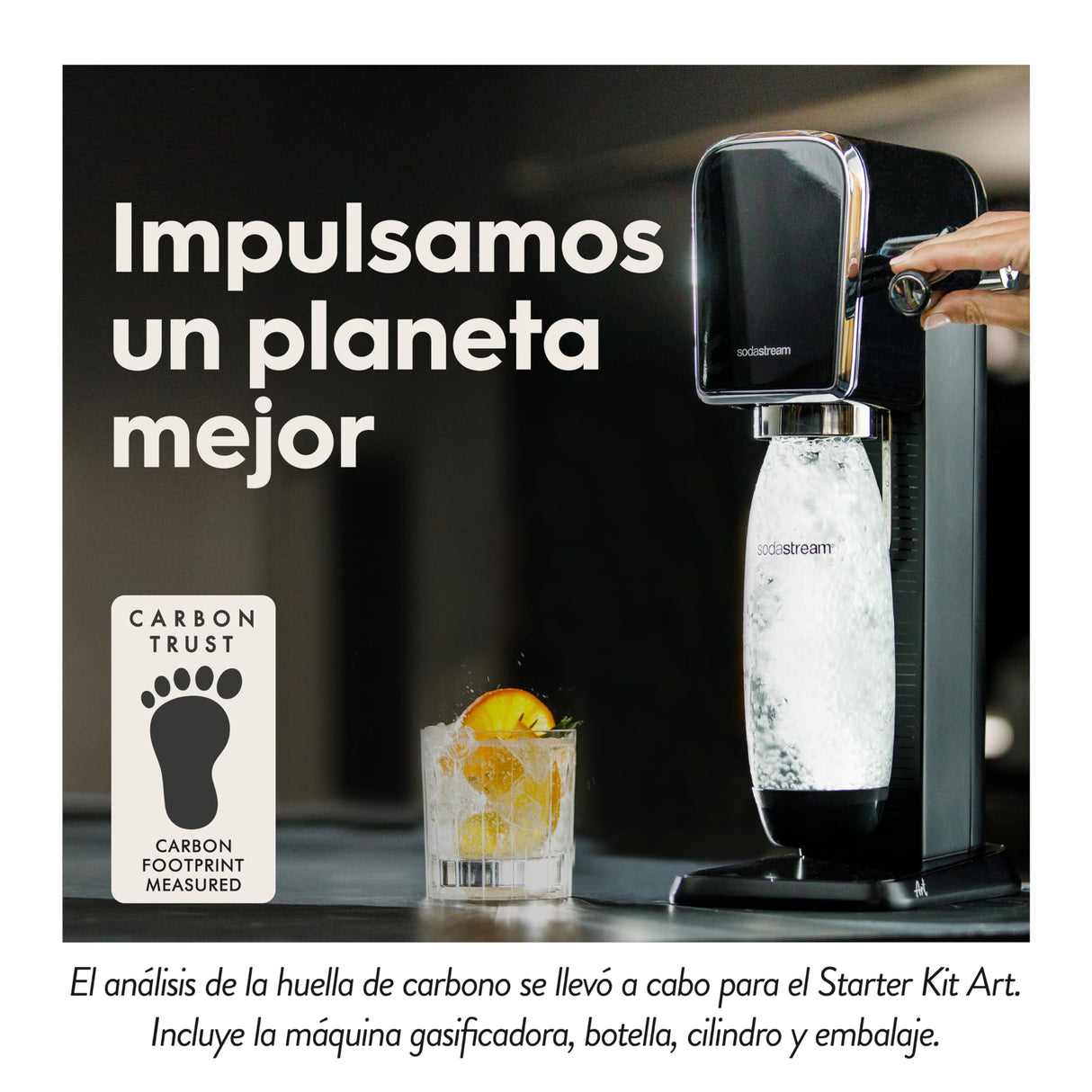 SodaStream Art - Máquina Gasificadora de Agua, con 1 Botella Fuse de 1 L de Plástico Reutilizable y 1 Cilindro de Gas Quick Connect, Hasta 60L de Agua con Gas, Diseño Elegante, Uso Fácil, Color Negro