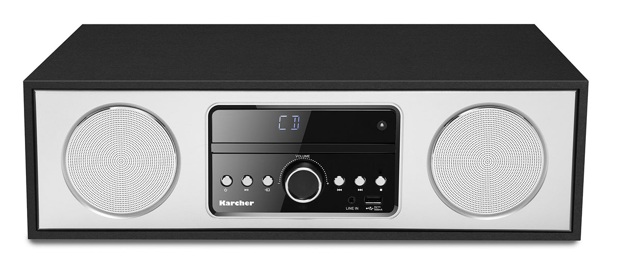 Karcher Dab 4500CD - Radio Digital estéreo (Sistema Compacto con Reproductor de CD, Bluetooth, Radio FM/Dab+, Sistema de música, USB, Despertador, Altavoz de 30 W, Mando a Distancia, Elegante Carcasa