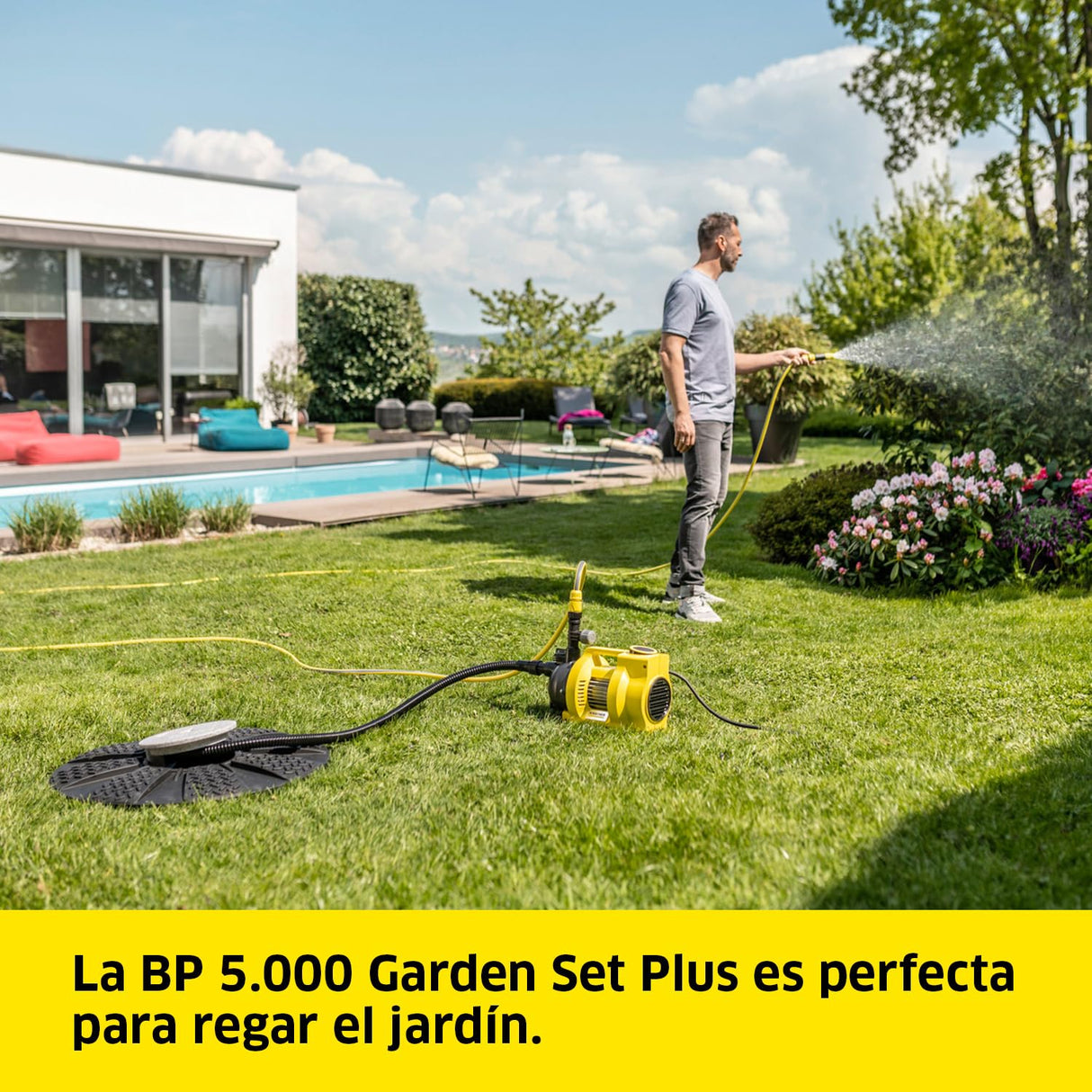 Kärcher BP 5.000 Garden Set Plus Bomba de Jardín, Caudal máx.: 5.000 l/h, Altura de Impulsión: máx. 40 m, Altura de Aspiración: máx. 8 m, Potencia de Motor: 650 Watt, Presión: máx. 4 bar