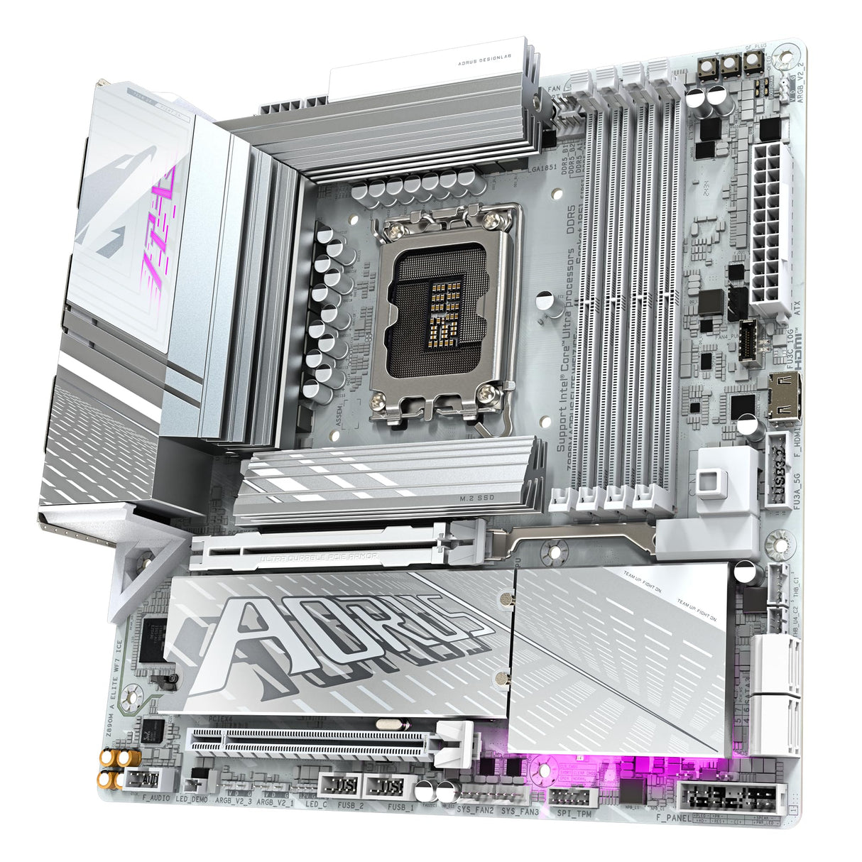 GIGABYTE Placa Base Z890M AORUS Elite WIFI7 Ice - Compatible con procesadores Intel Core Ultra (Serie 2), 12+1+2 Fases VRM, hasta 8800MHz DDR5 (OC), 1xPCIe 5.0 + 2xPCIe 4.0, Wi-Fi 7, Thunderbolt 4