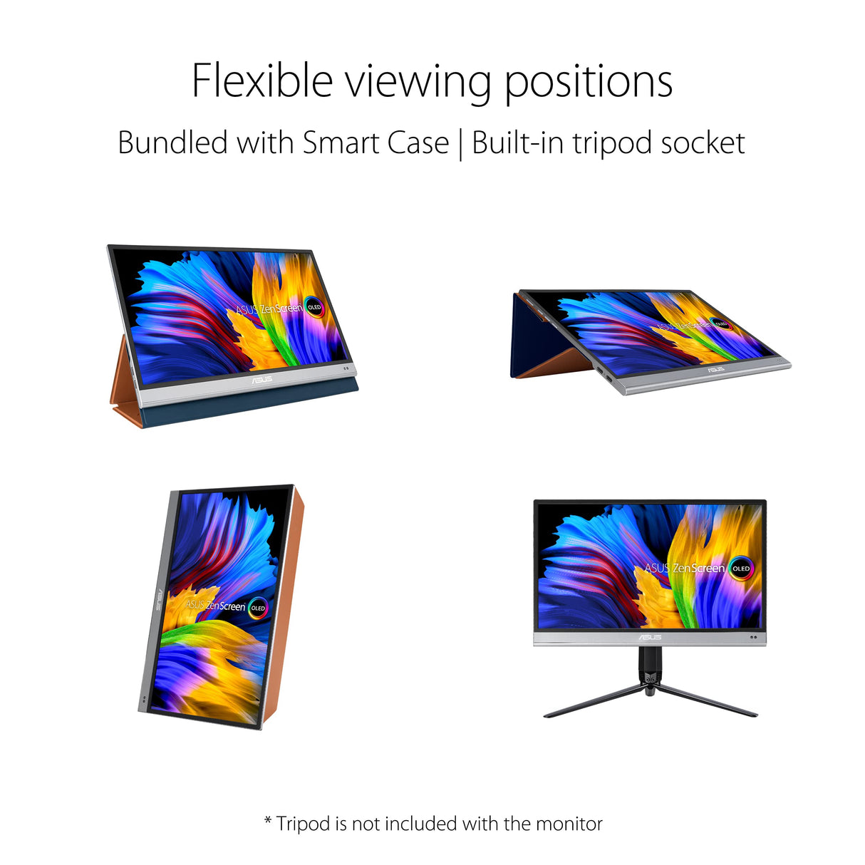 ASUS ZenScreen OLED MQ16AH - Monitor portátil de 15,6", 1080p, FHD, OLED, USB-C, HDMI, Smart Cover, Monitor Externo de Viaje para portátil, PC, Macbook, móvil, PS4, Switch